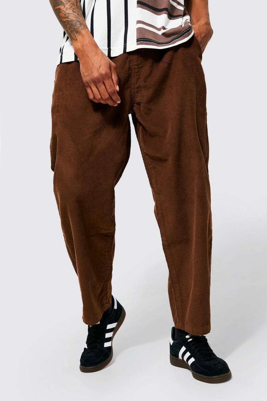 Pantalón estilo skate de pana con cintura elástica, Chocolate marrone
