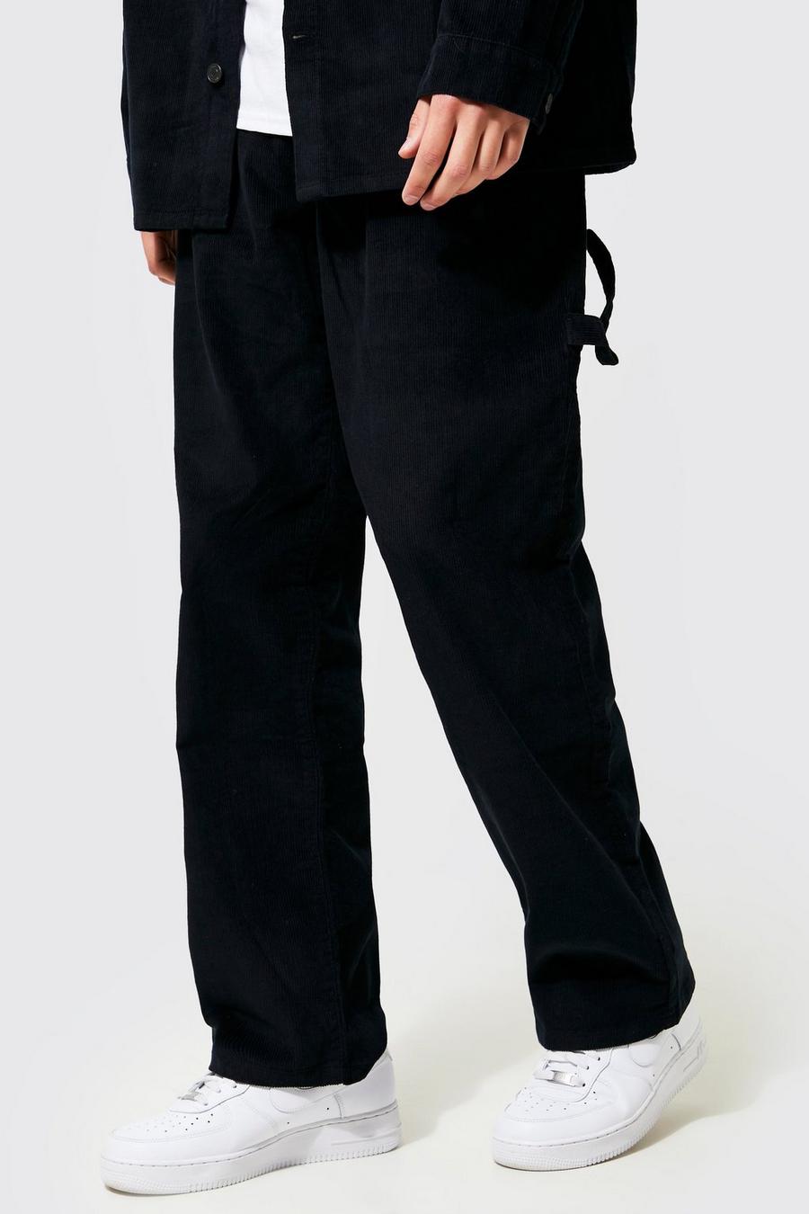 Black Relaxed Fit Cord Carpenter Trouser image number 1