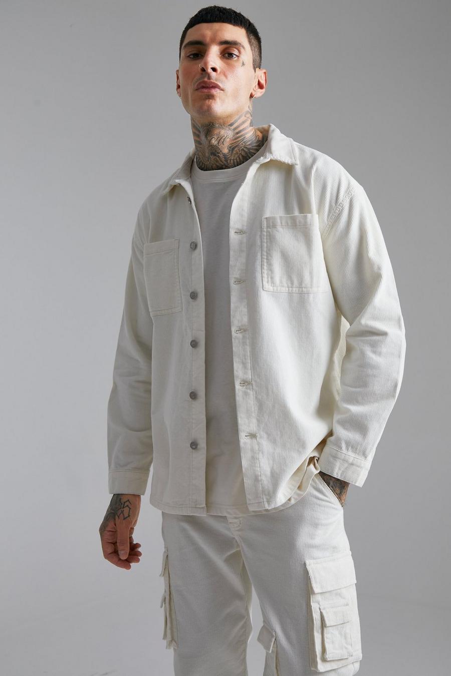 Ecru blanc Corduroy Utility Overhemd image number 1
