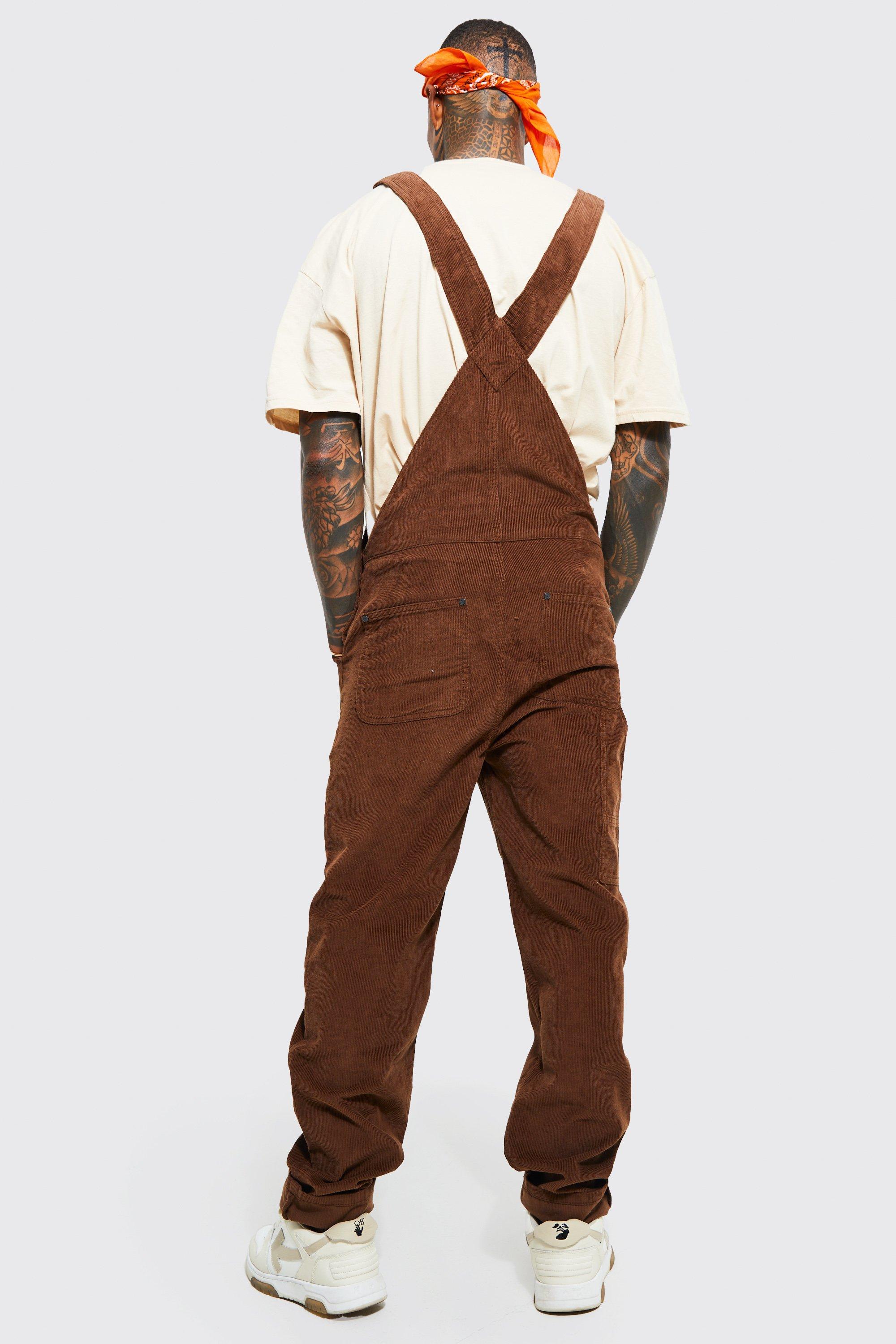 BERTIE Relaxed Fit Cord Dungarees Brown, Dungarees-online