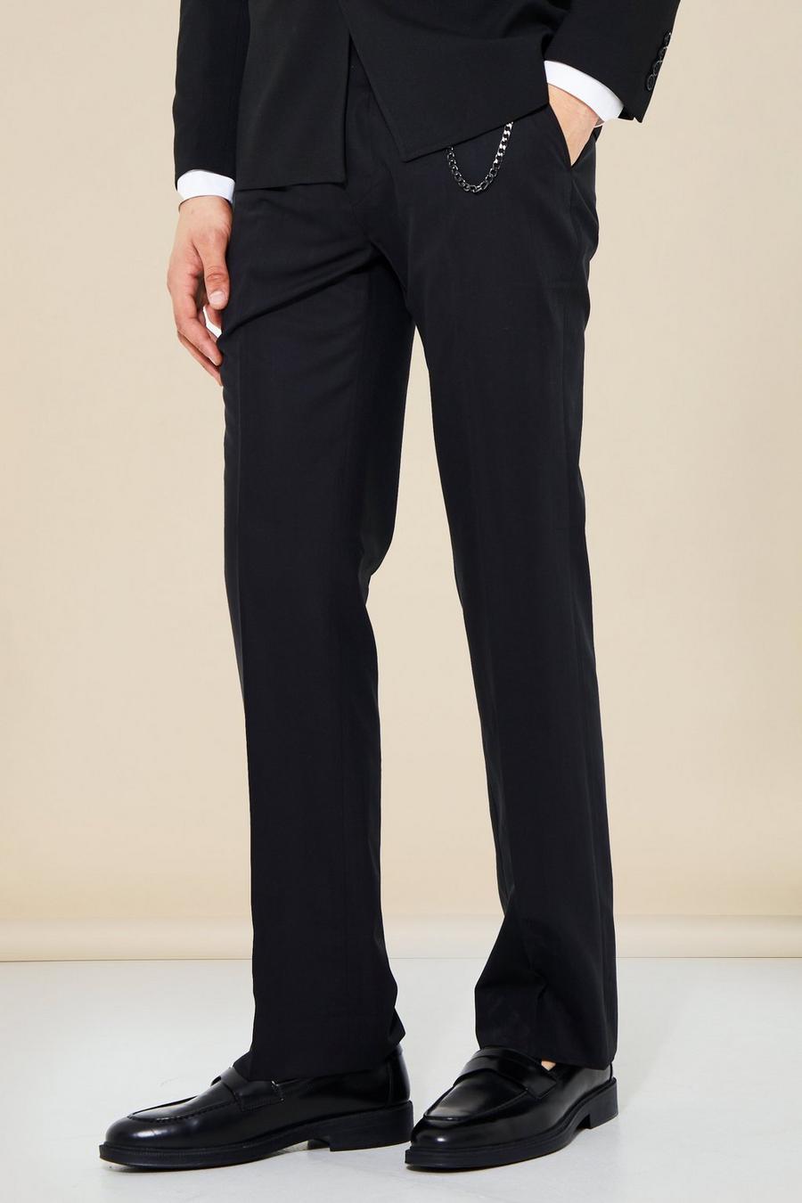 Black Straight Leg Trouser With Chain image number 1