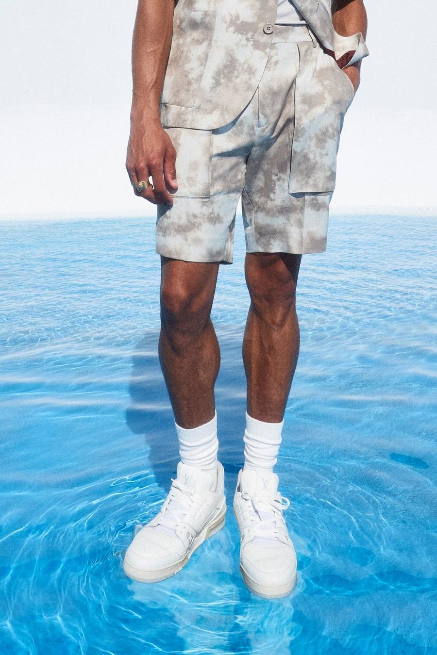 Lockere Anzug-Shorts mit Print, Multi image number 1