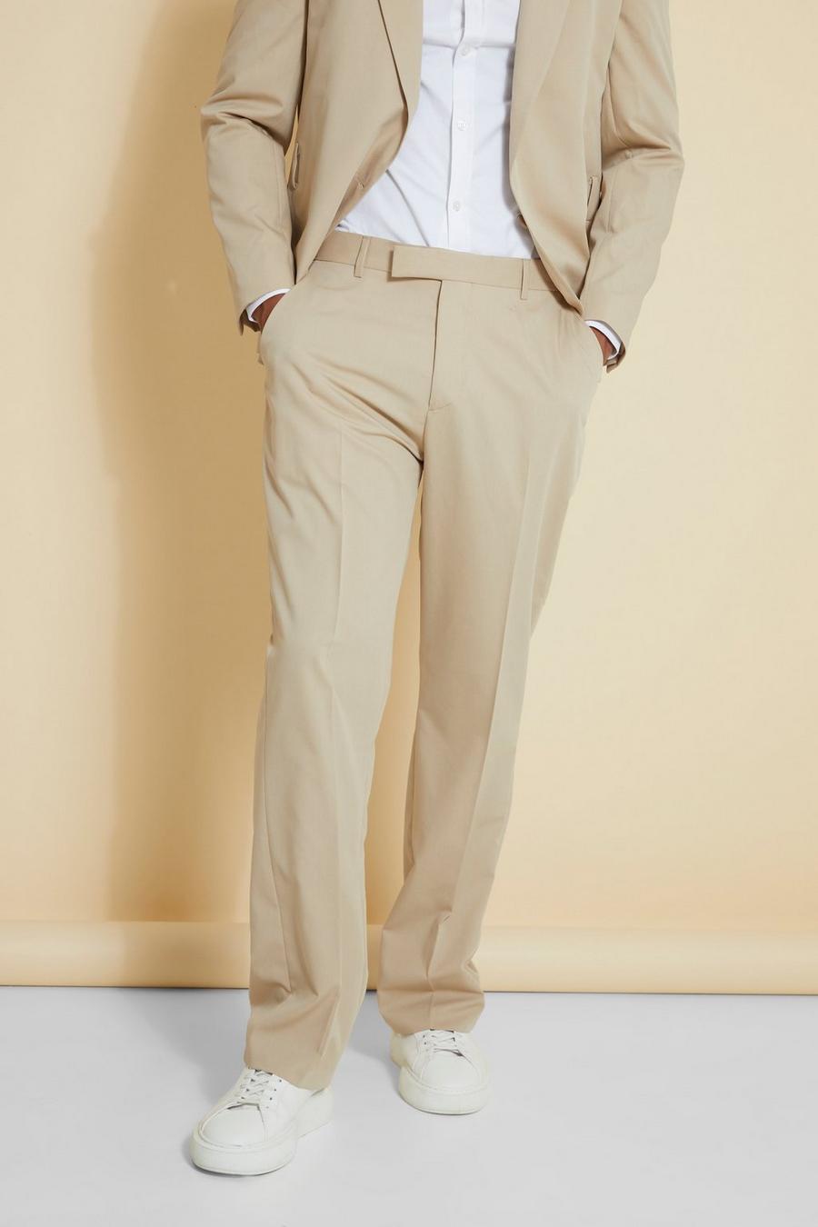 Beige Relaxed Suit Trousers image number 1