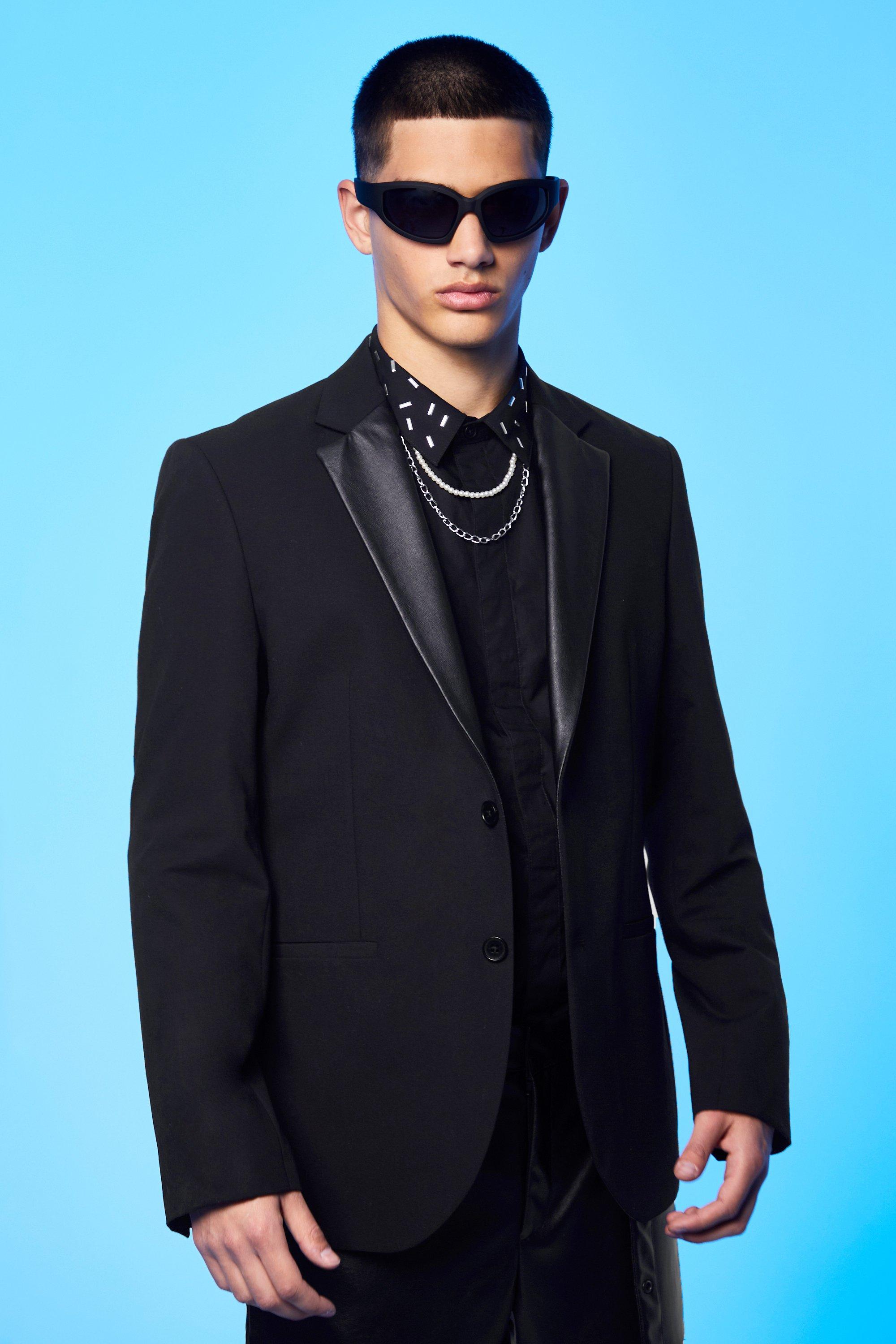 Black Single Breasted Embellished Slim Suit Jacket
