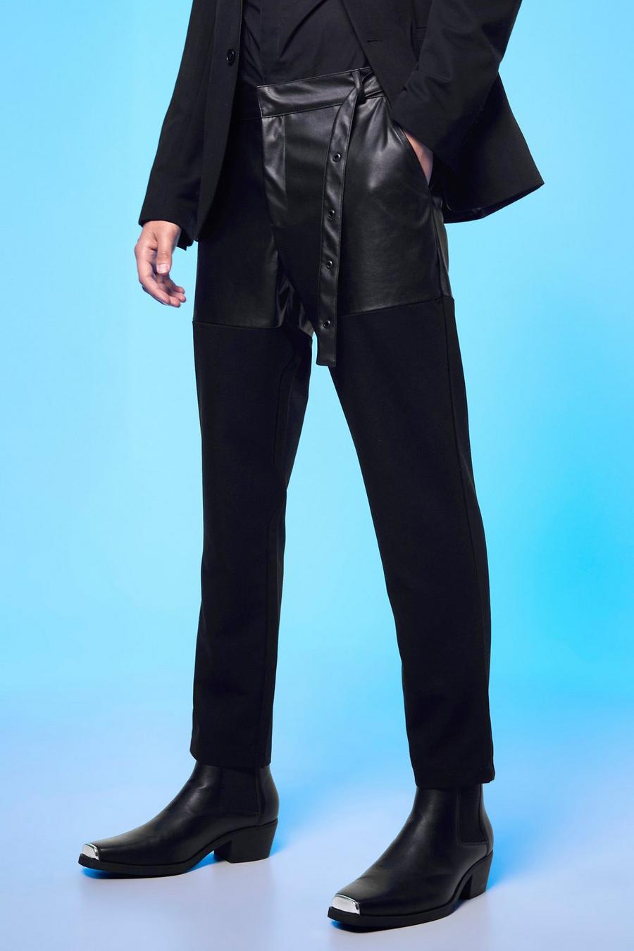 Slim-Fit Anzughose mit Kette, Black