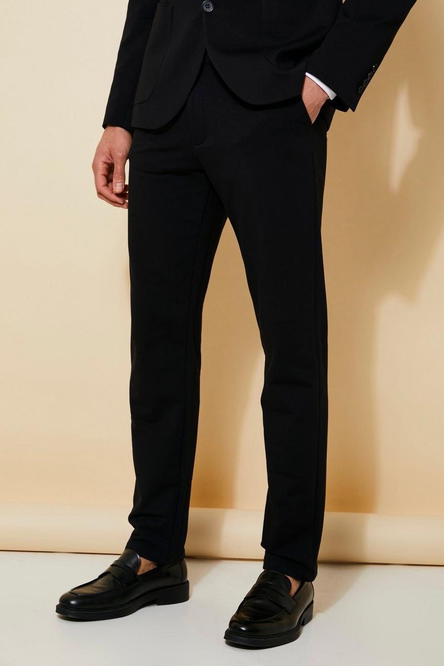 Black noir Jersey Slim Suit Trousers