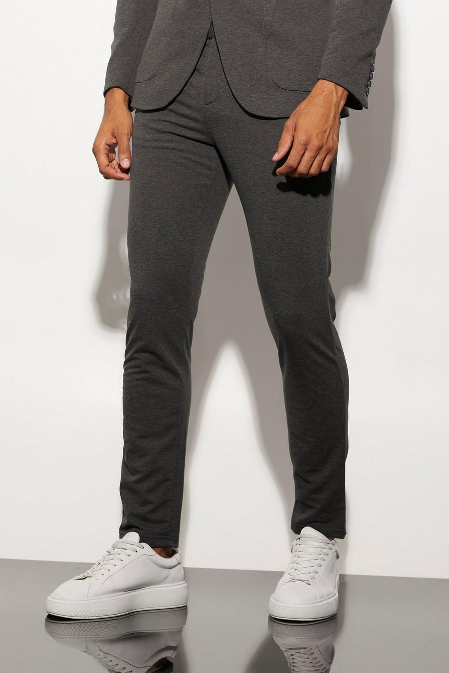Grey Jersey Skinny Suit Trousers