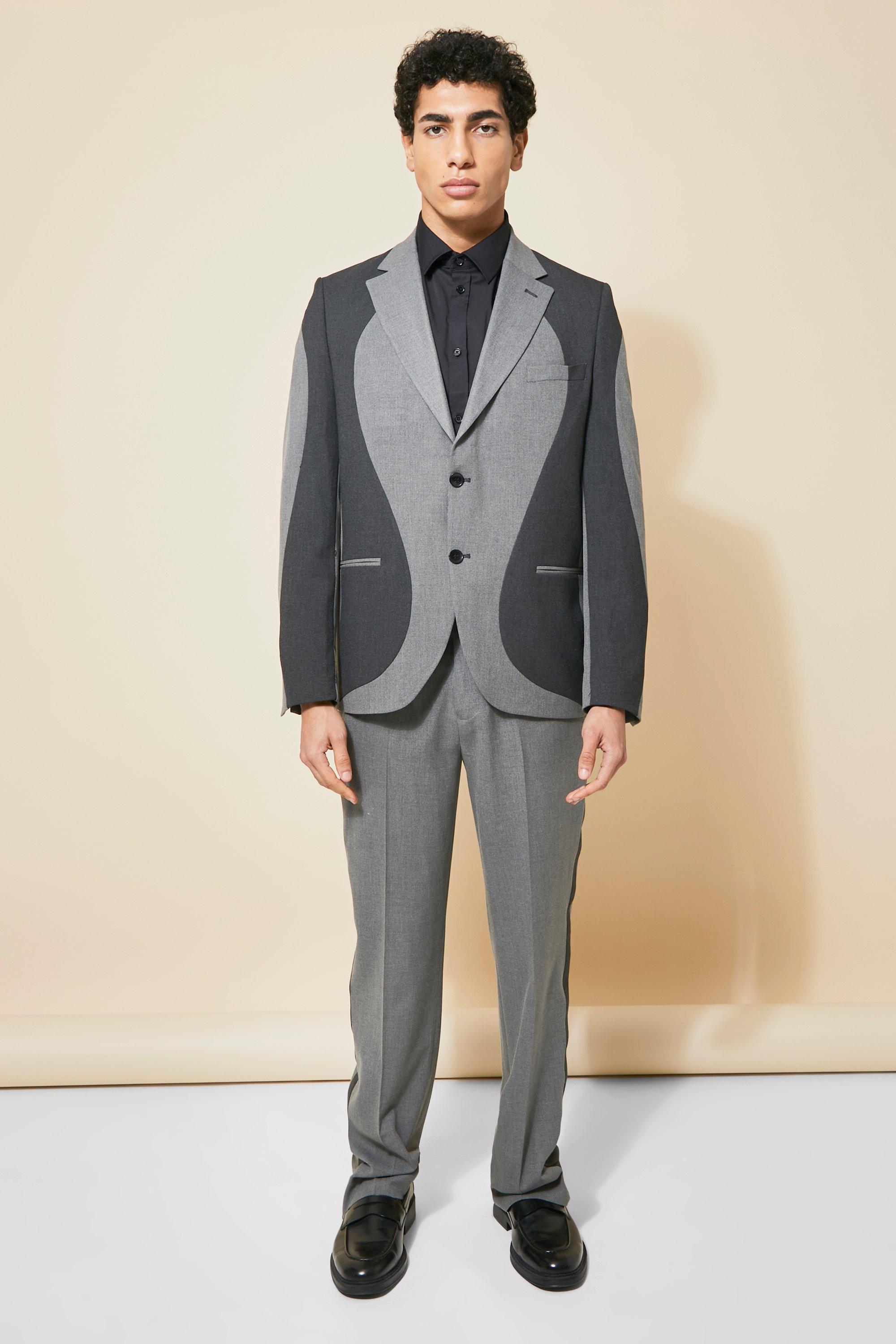 Veste de costume droite bicolore coupe d contract e boohoo