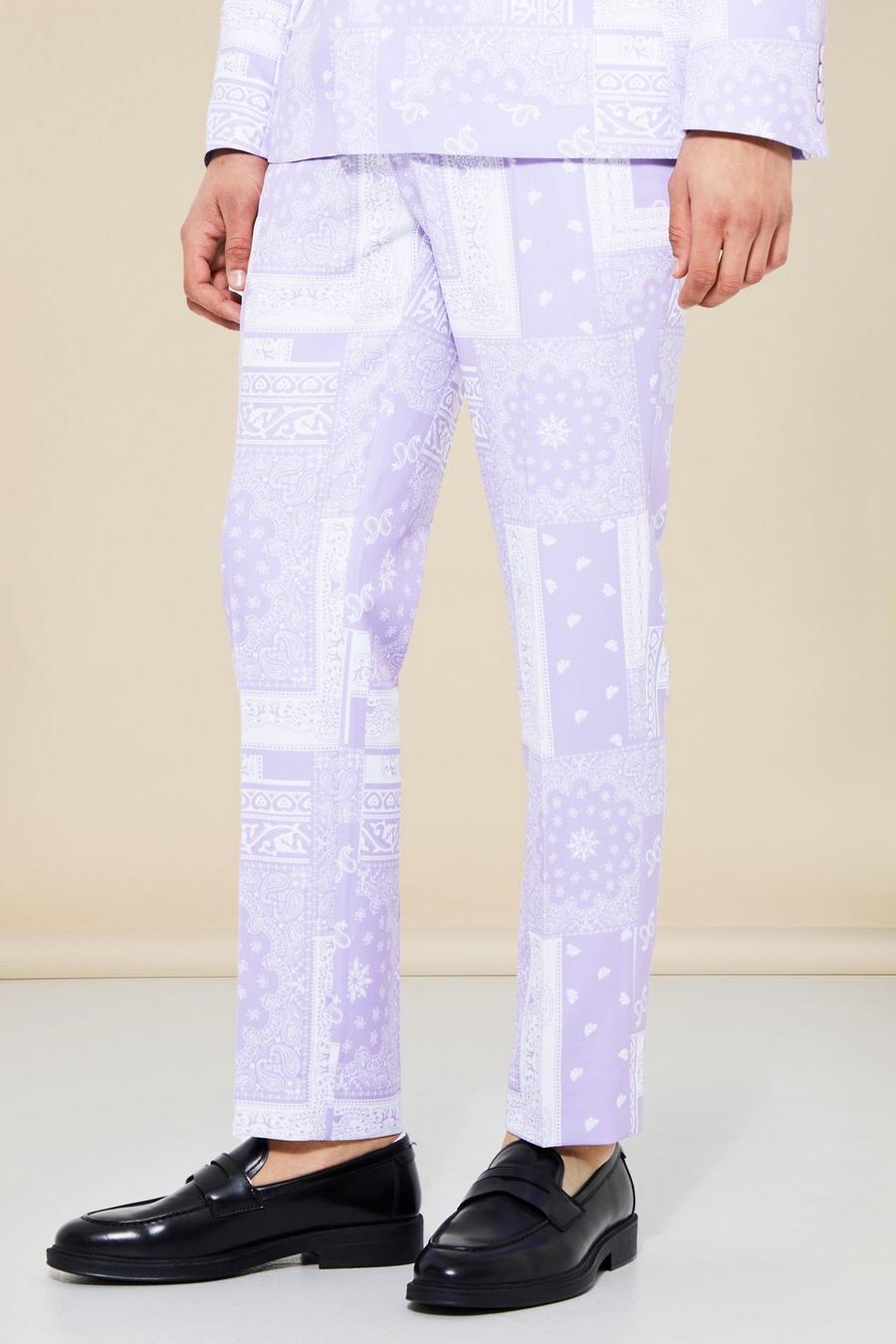 Lilac purple Mönstrade kostymbyxor i slim fit