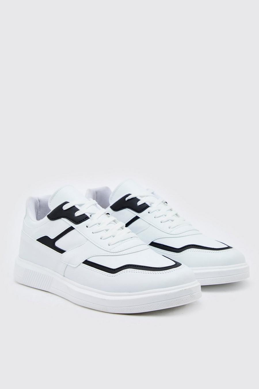 White vit Sneakers med kontrastpaneler image number 1