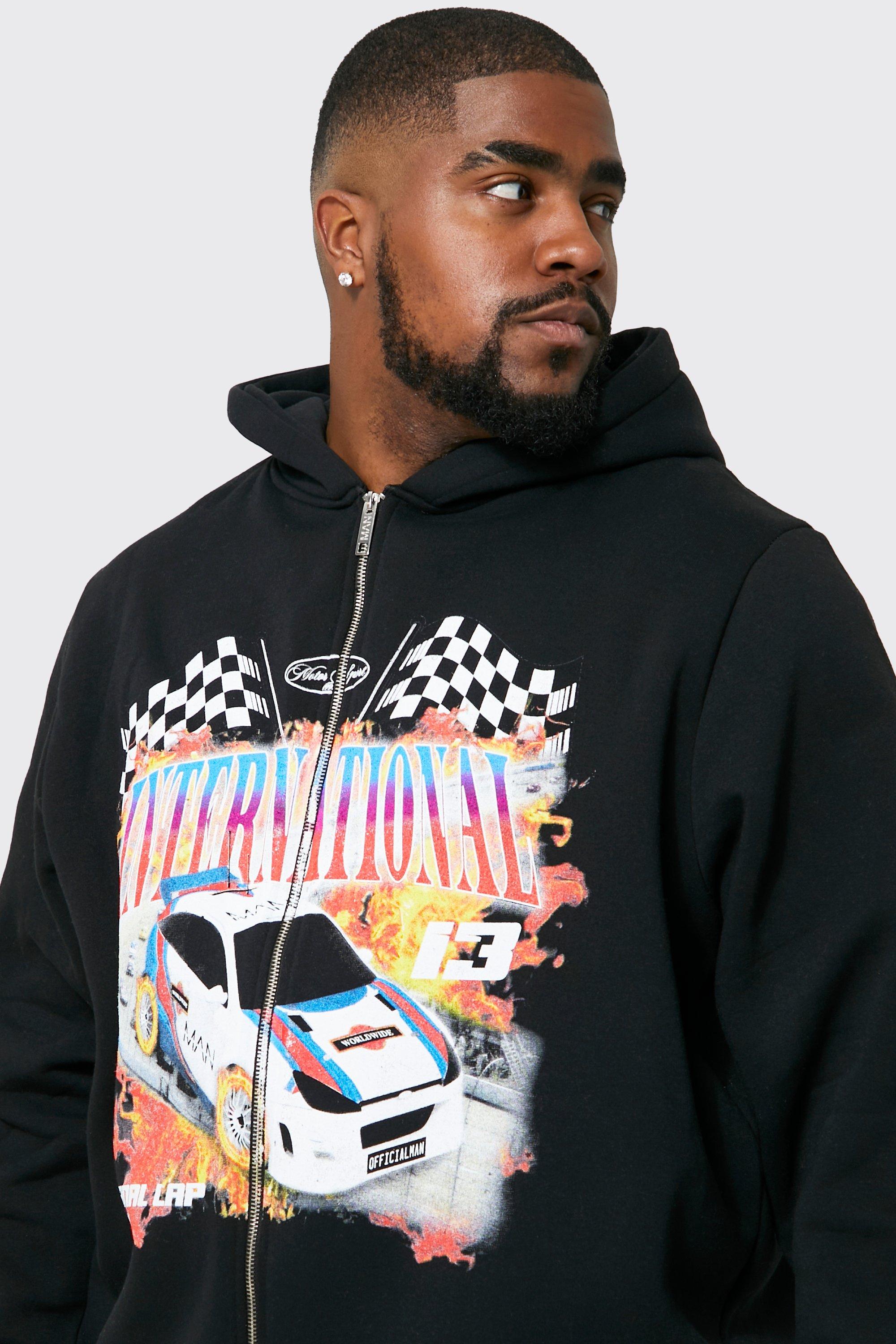 Graphic Trim Zip-Up Hoodie - OBSOLETES DO NOT TOUCH