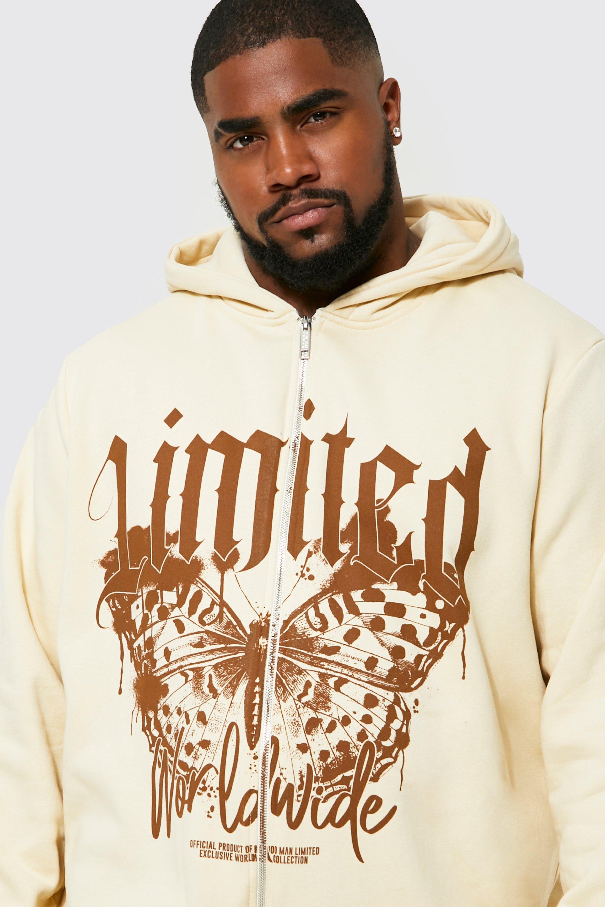 Plus Butterfly Graphic Zip Through Hoodie