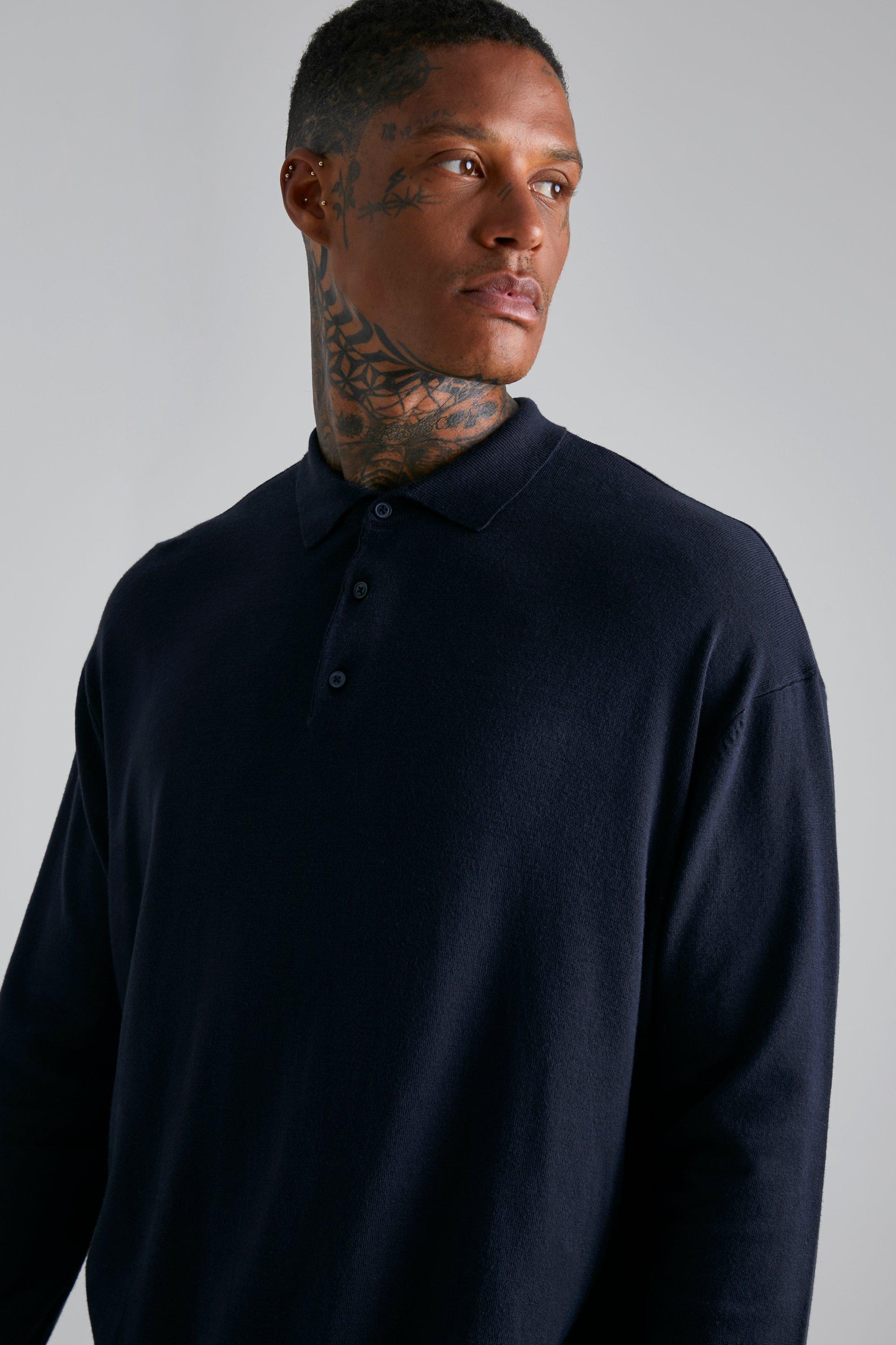 Oversized long store sleeve polo shirt