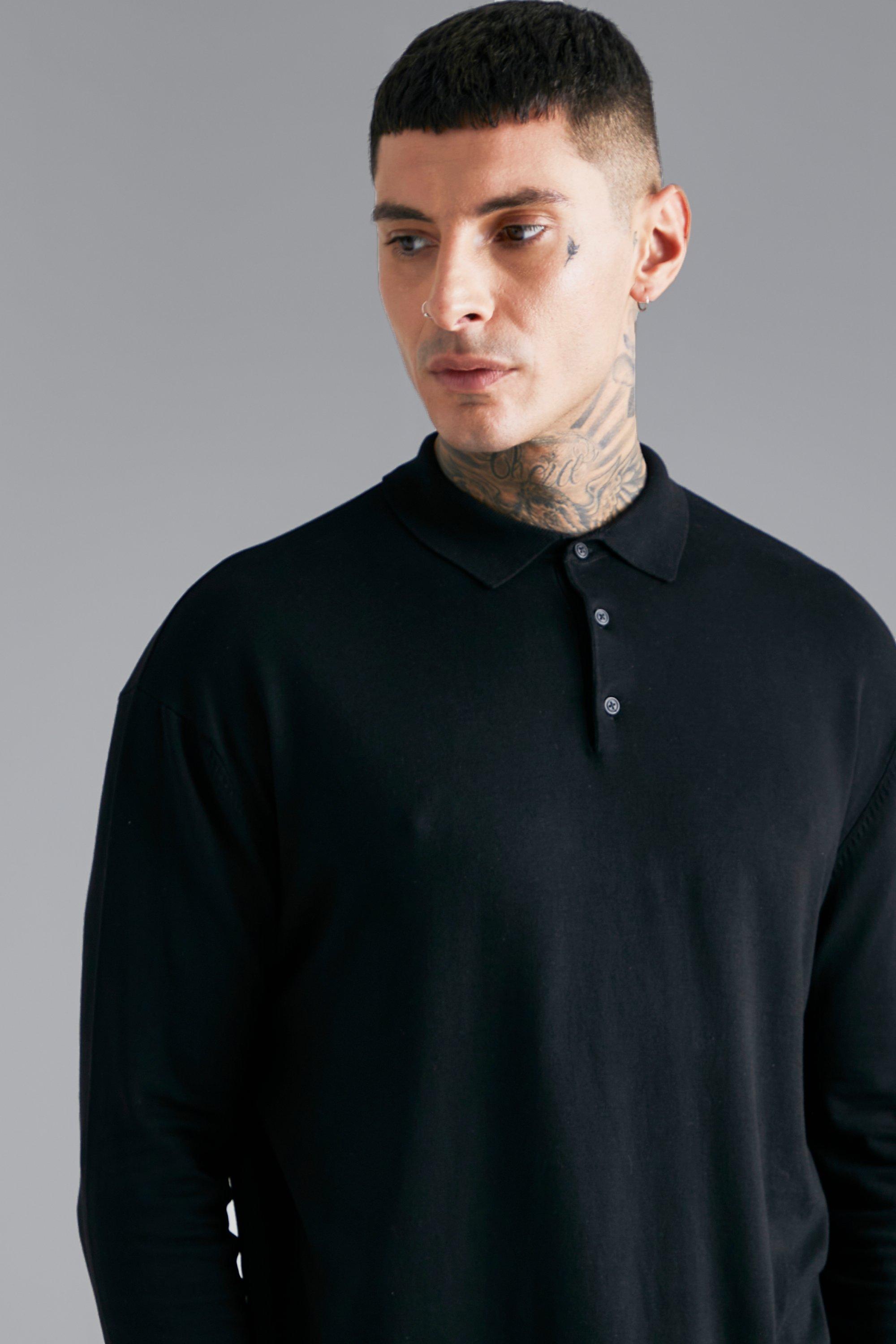 Oversized long sleeve polo shirt on sale