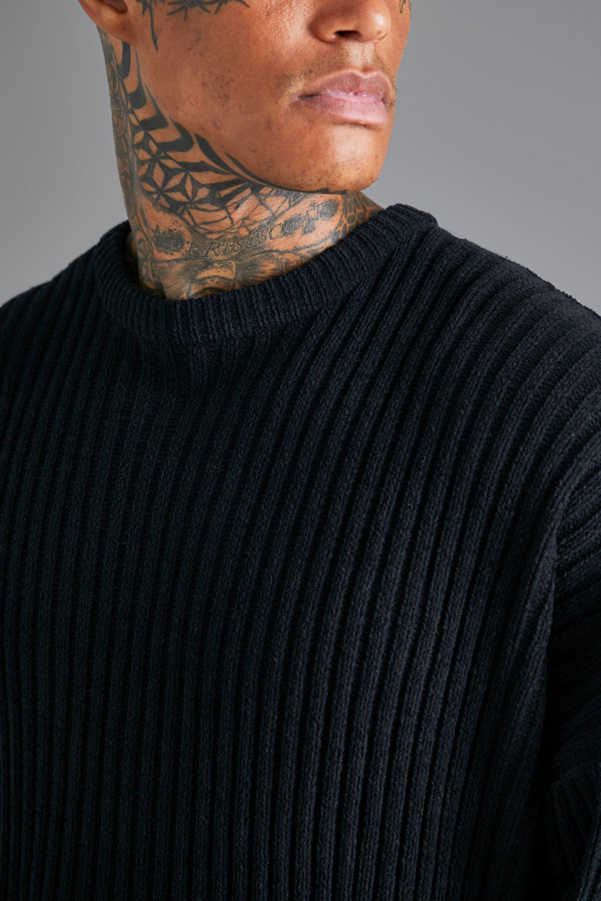 Mens black hotsell ribbed jumper