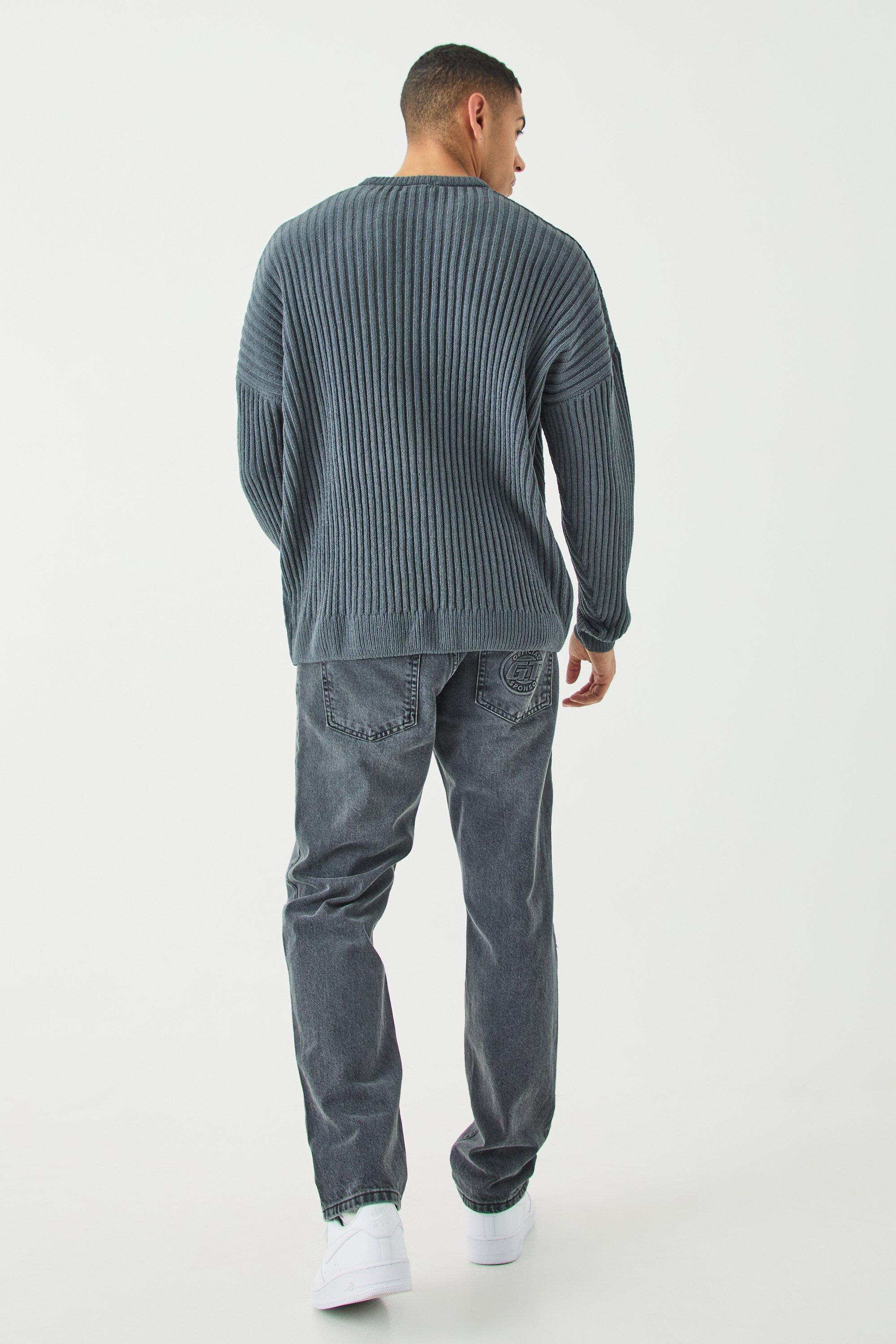 Oversized Ribbed Chenille Crew Neck Jumper