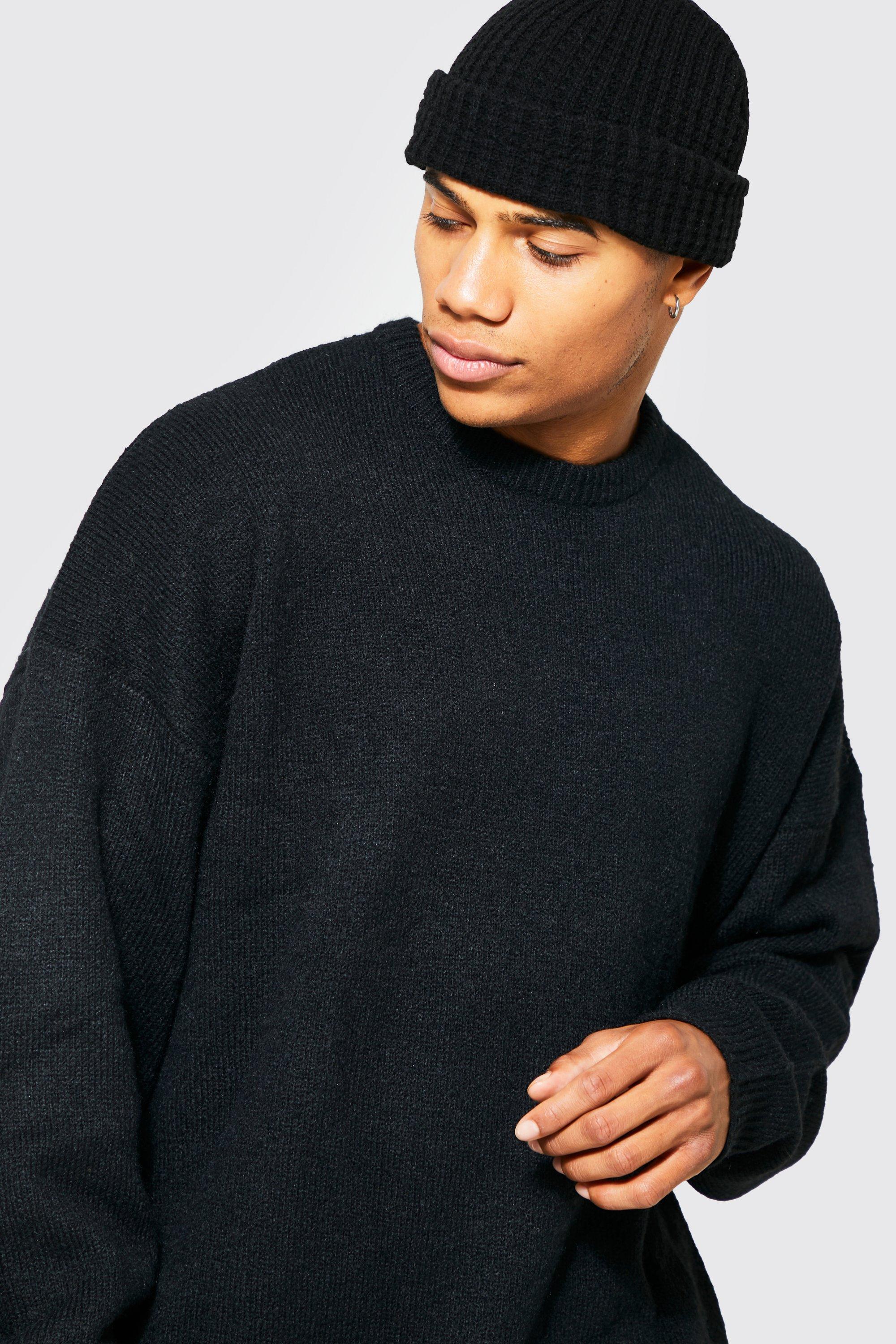 Oversized Brushed Yarn Crew Neck Jumper