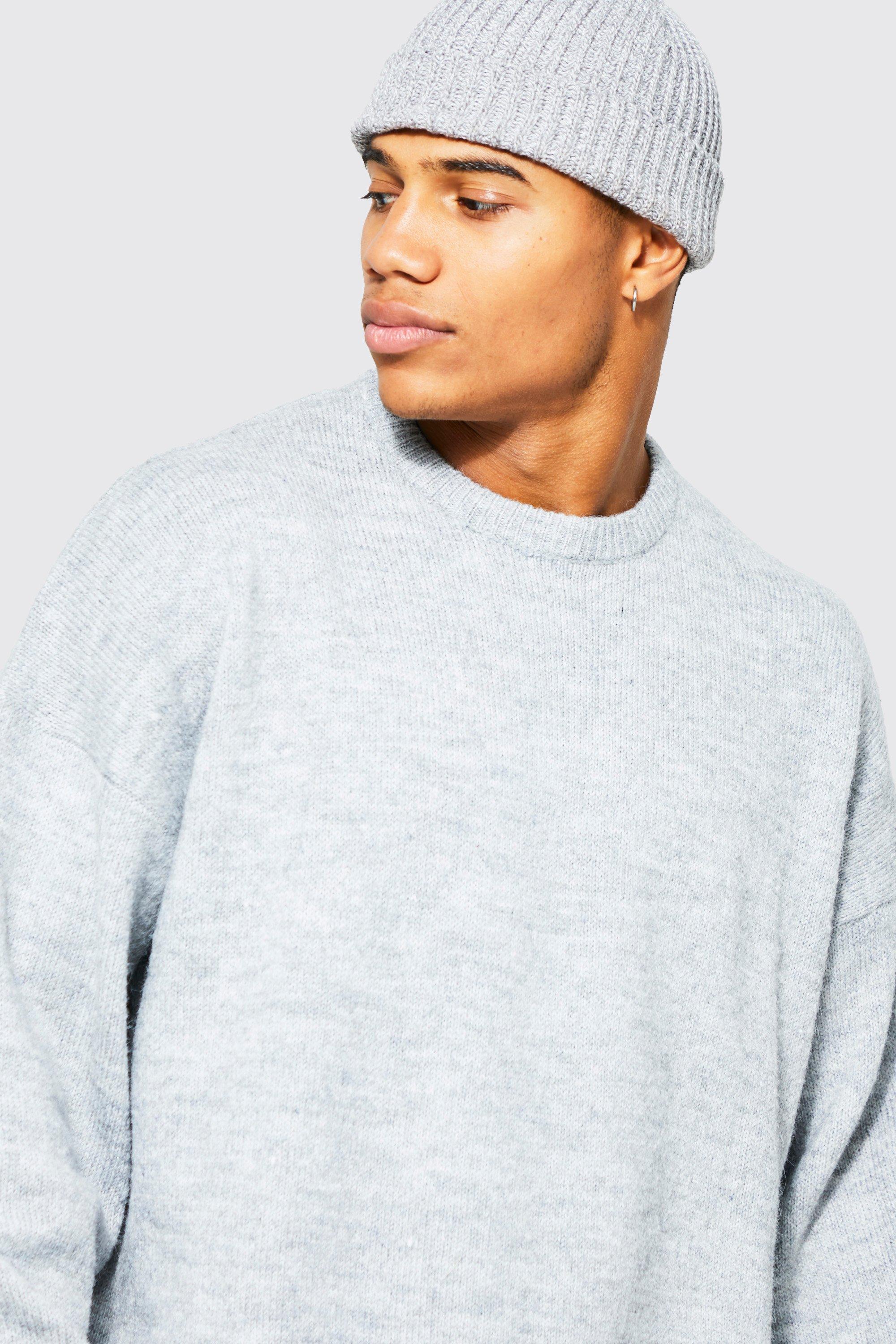 Oversized Brushed Yarn Crew Neck Jumper