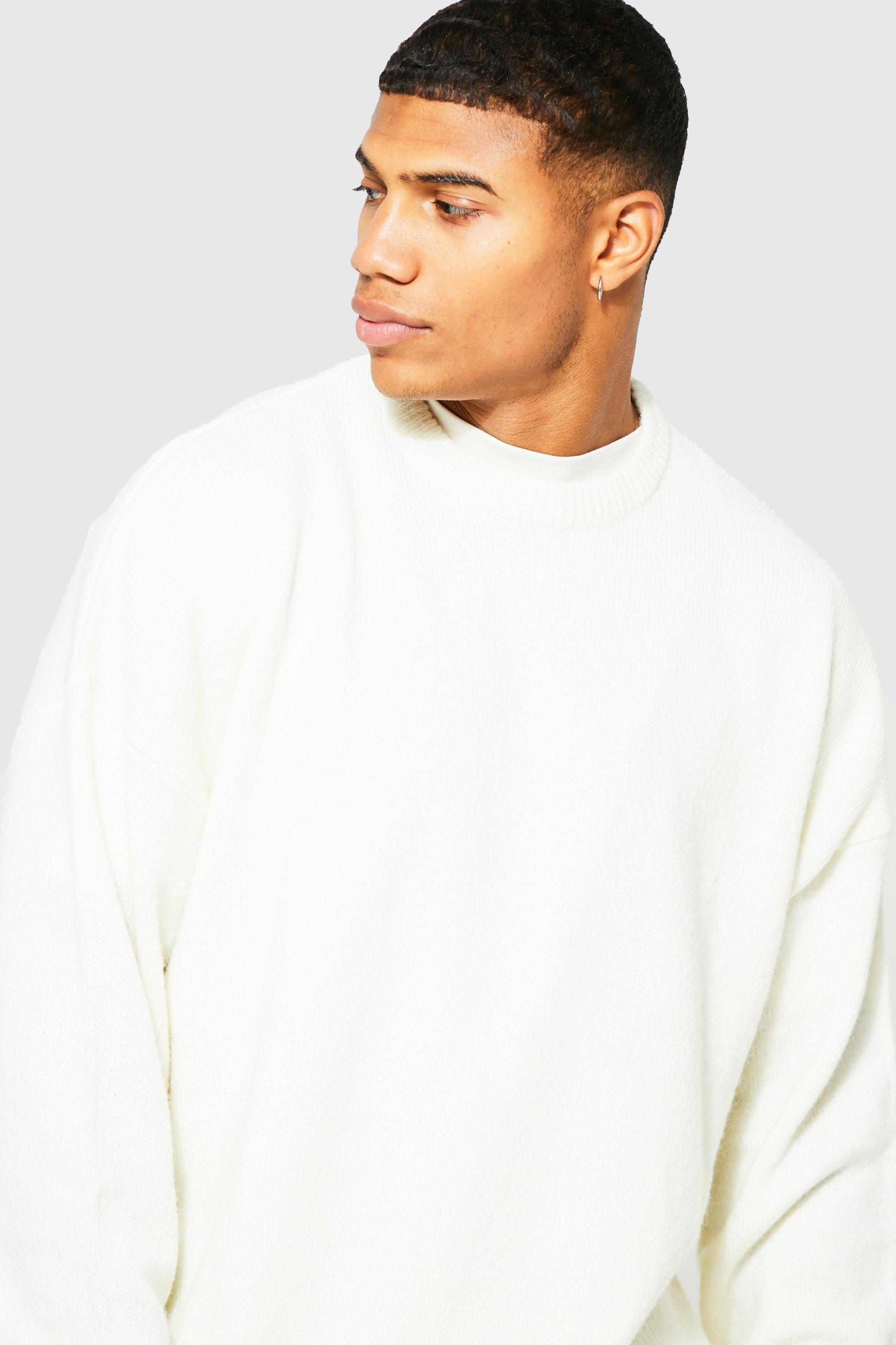 Oversized Brushed Yarn Crew Neck Jumper