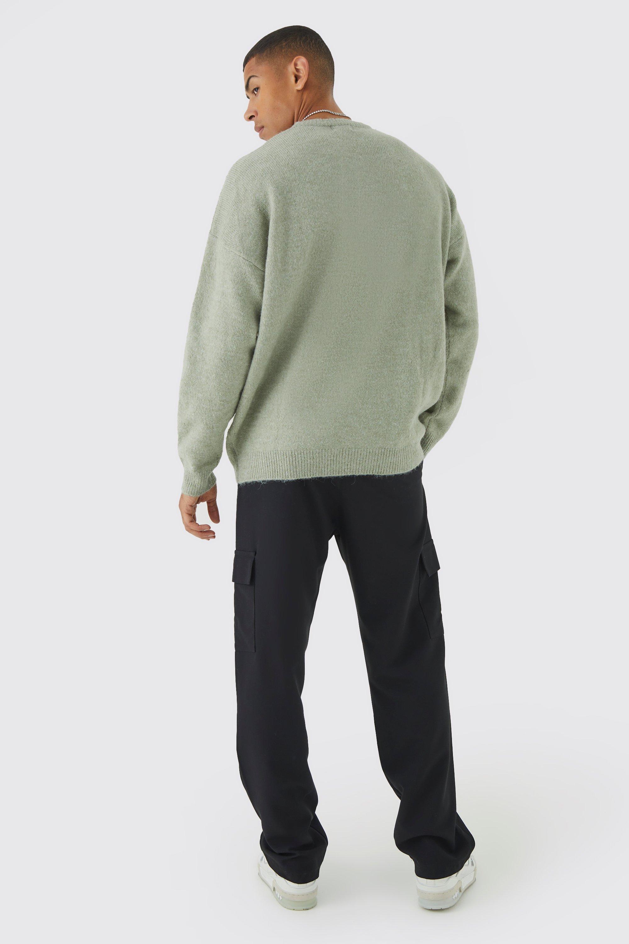 Oversized Brushed Yarn Crew Neck Jumper