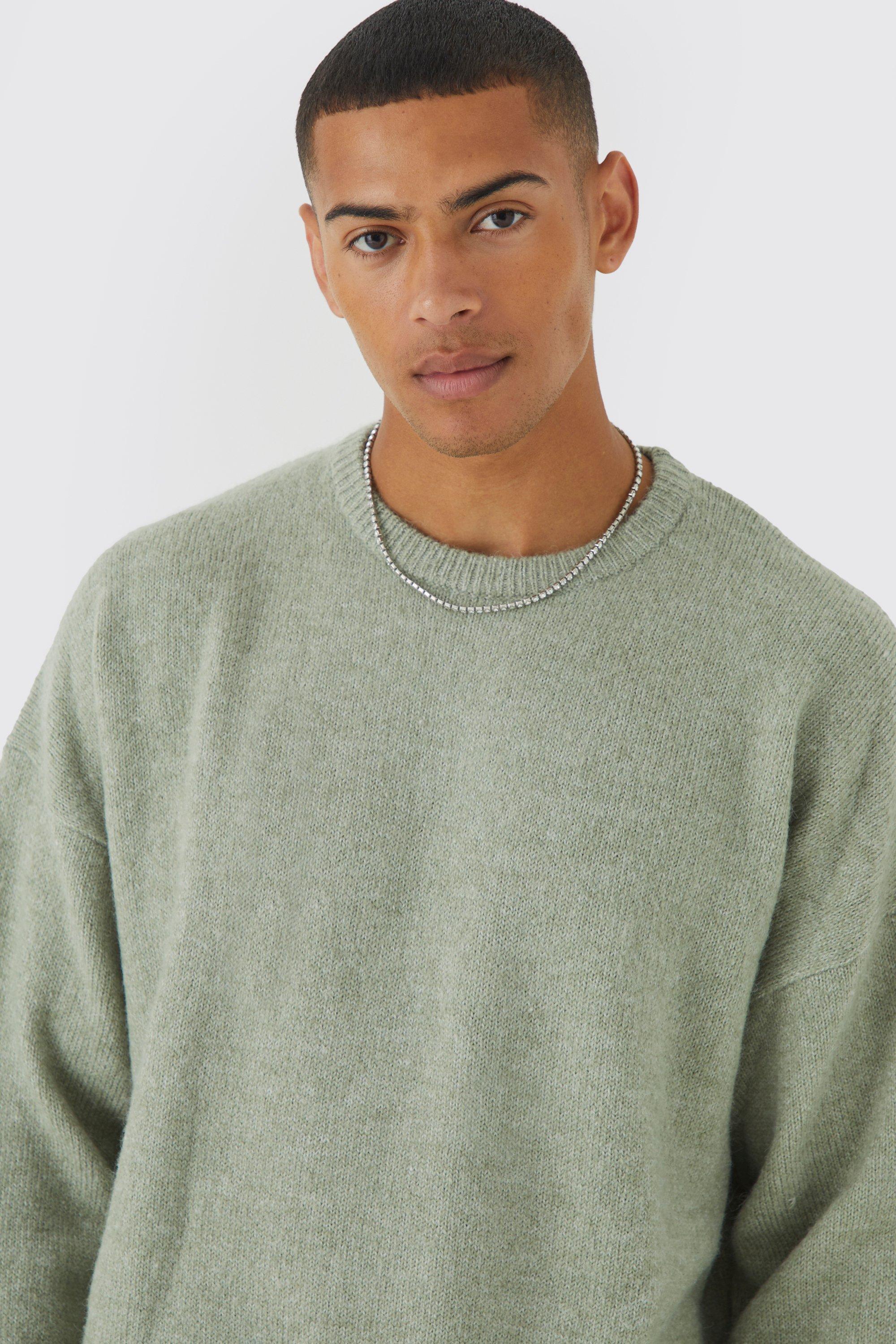 Oversized Brushed Yarn Crew Neck Jumper