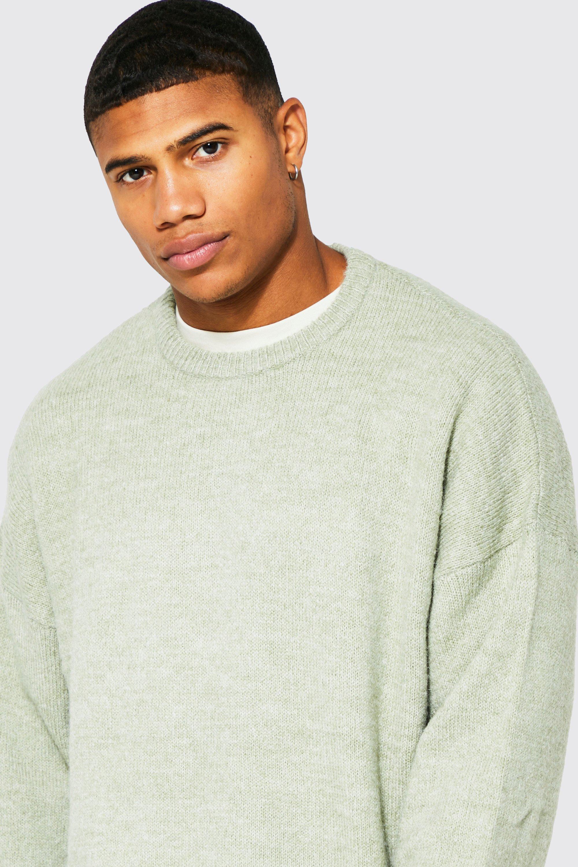 Oversized Brushed Yarn Crew Neck Jumper