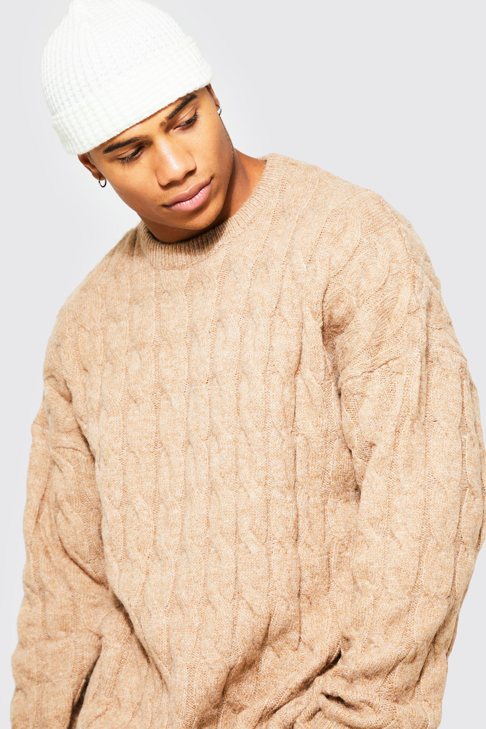 Mens beige knitted outlet jumper