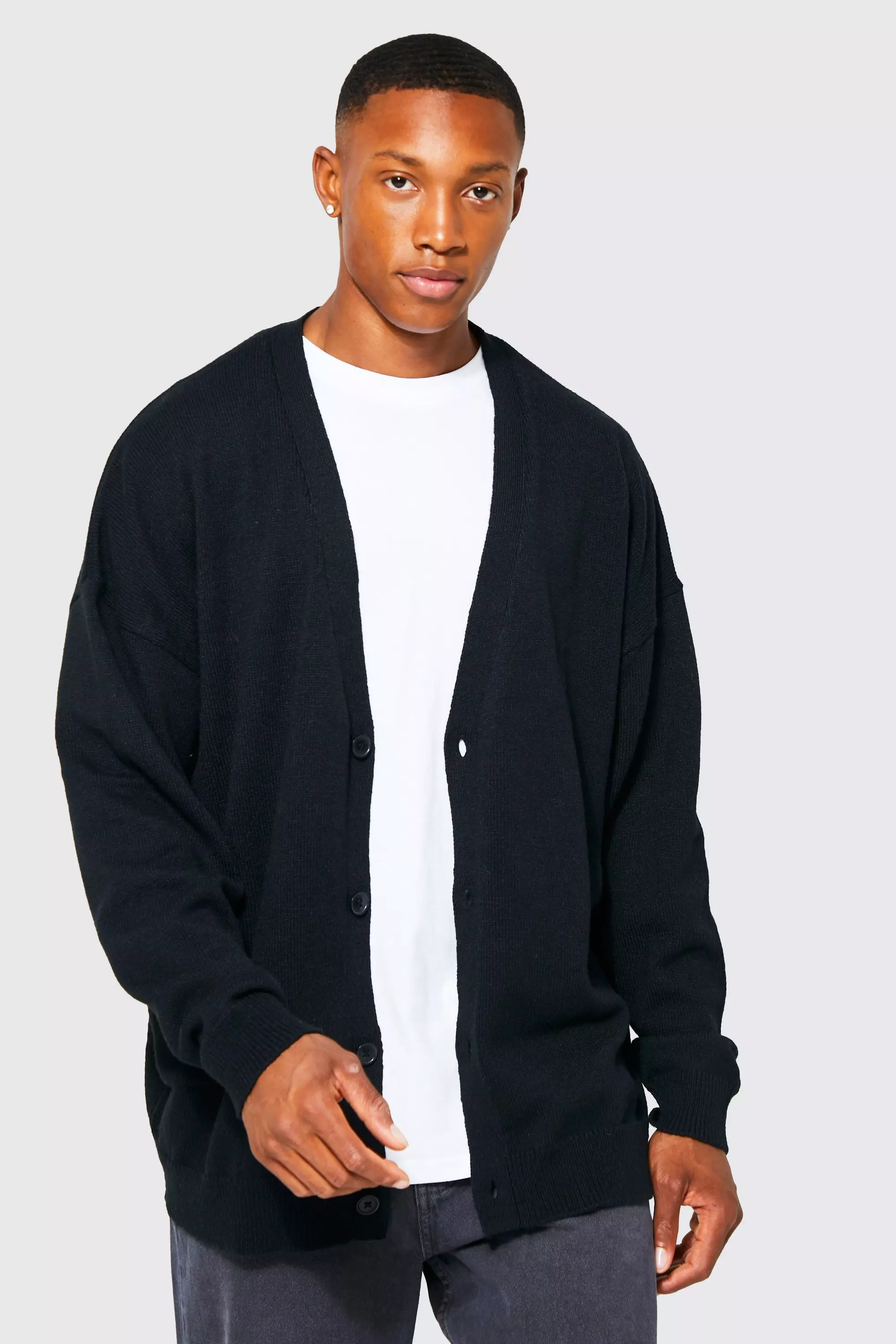 Oversized knit deals cardigan black