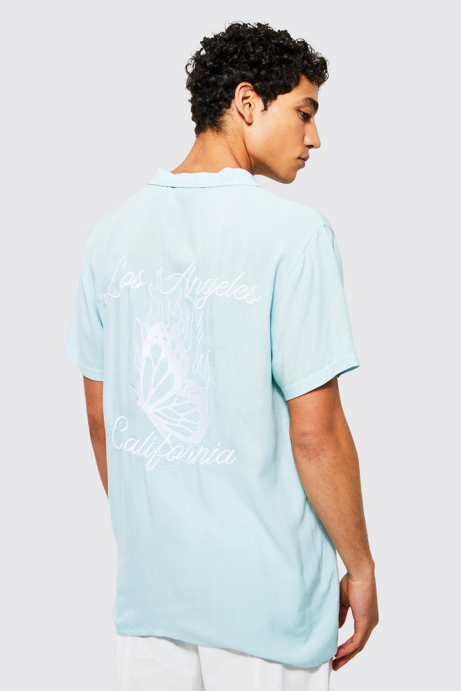 Light blue Viscose Butterfly Shirt