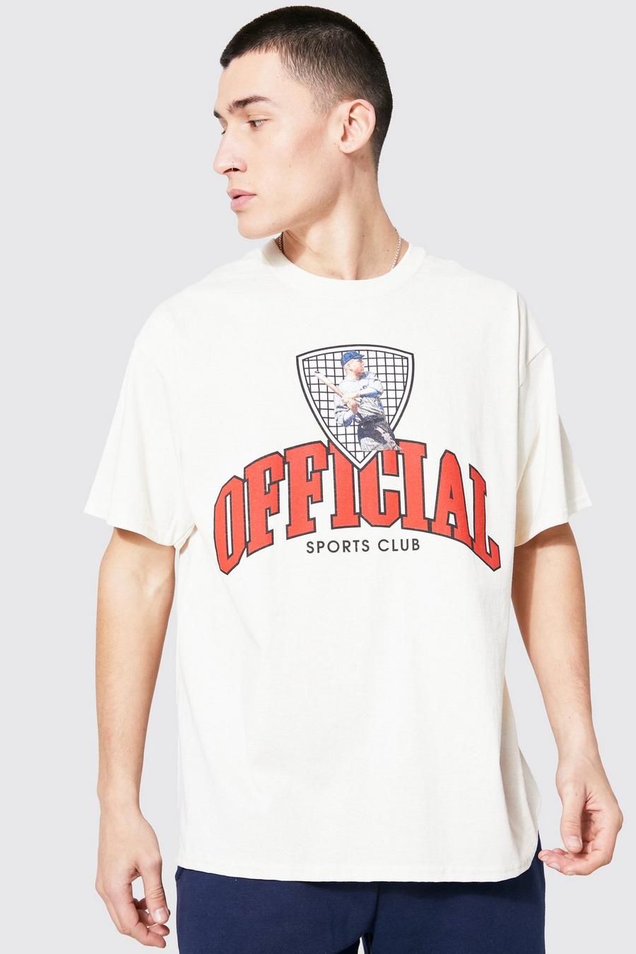 Ecru Oversized Official Varsity T-Shirt image number 1
