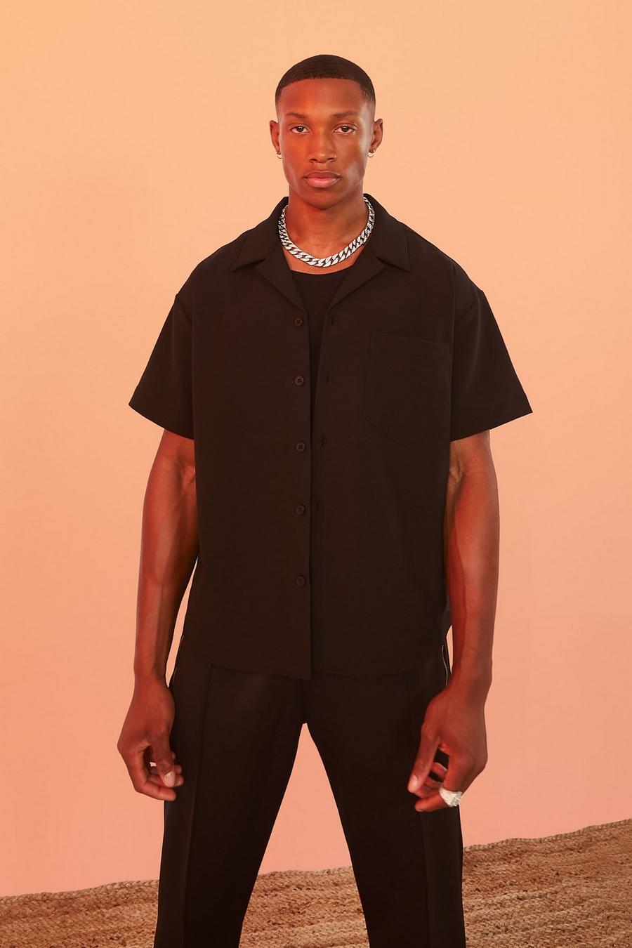 Kastiges Nylon-Hemd mit 4-Way Stretch, Black noir