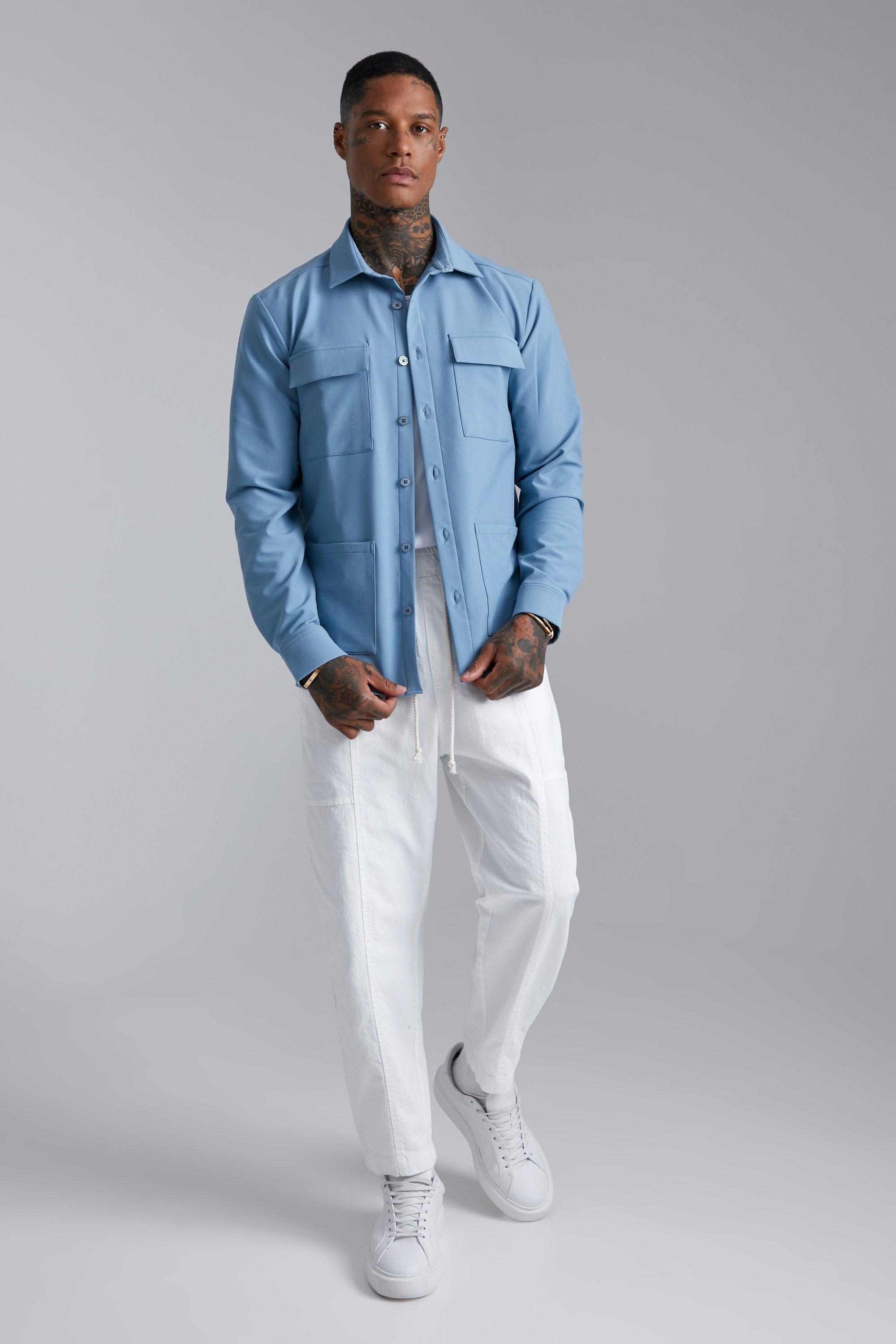 Light deals blue overshirt