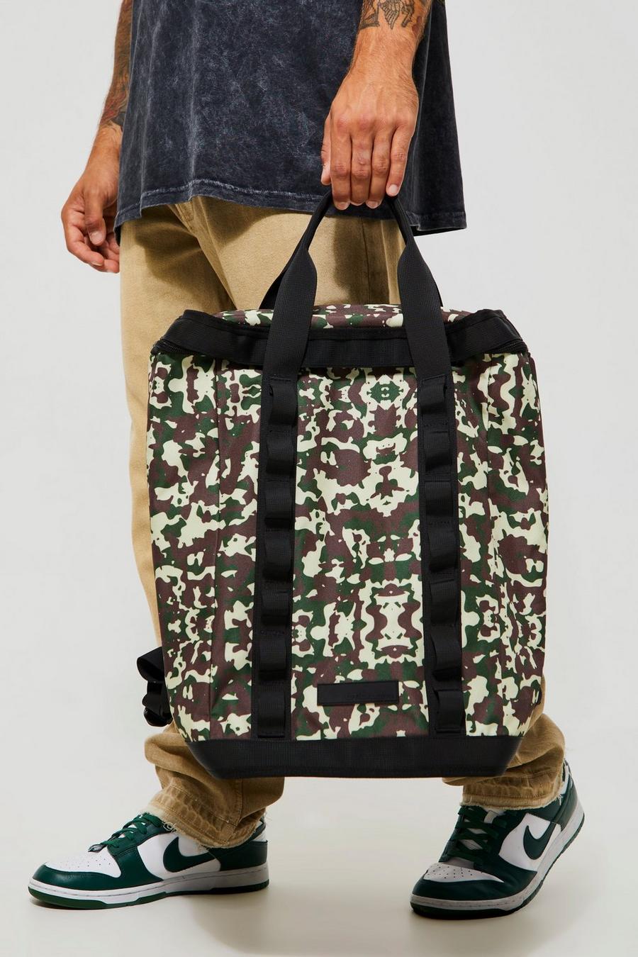 Camo khaki Kamouflagemönstrad ryggsäck i canvastyg med beläggning