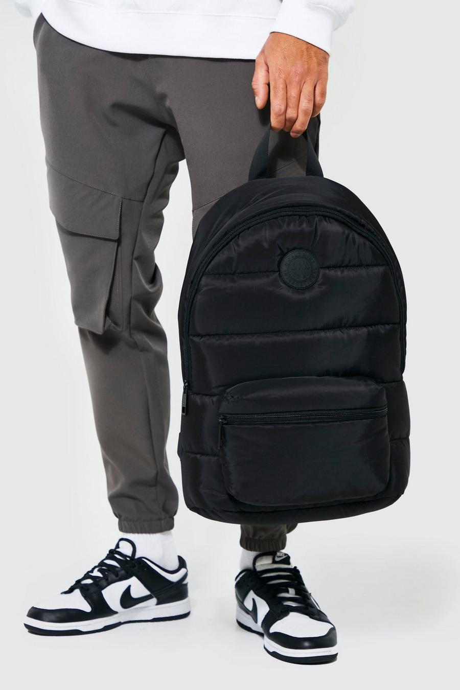 Womens Mens Bags Mens Backpacks Boohoo Synthetic Smart Nylon Gold Zip Rucksack in Black 