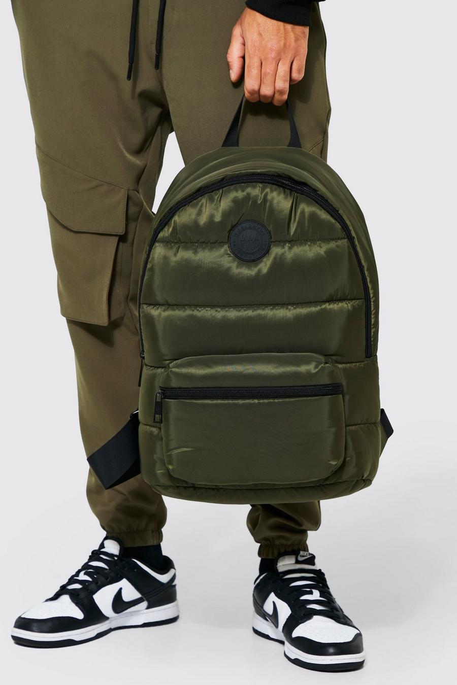 Khaki Quiltad ryggsäck i nylon image number 1