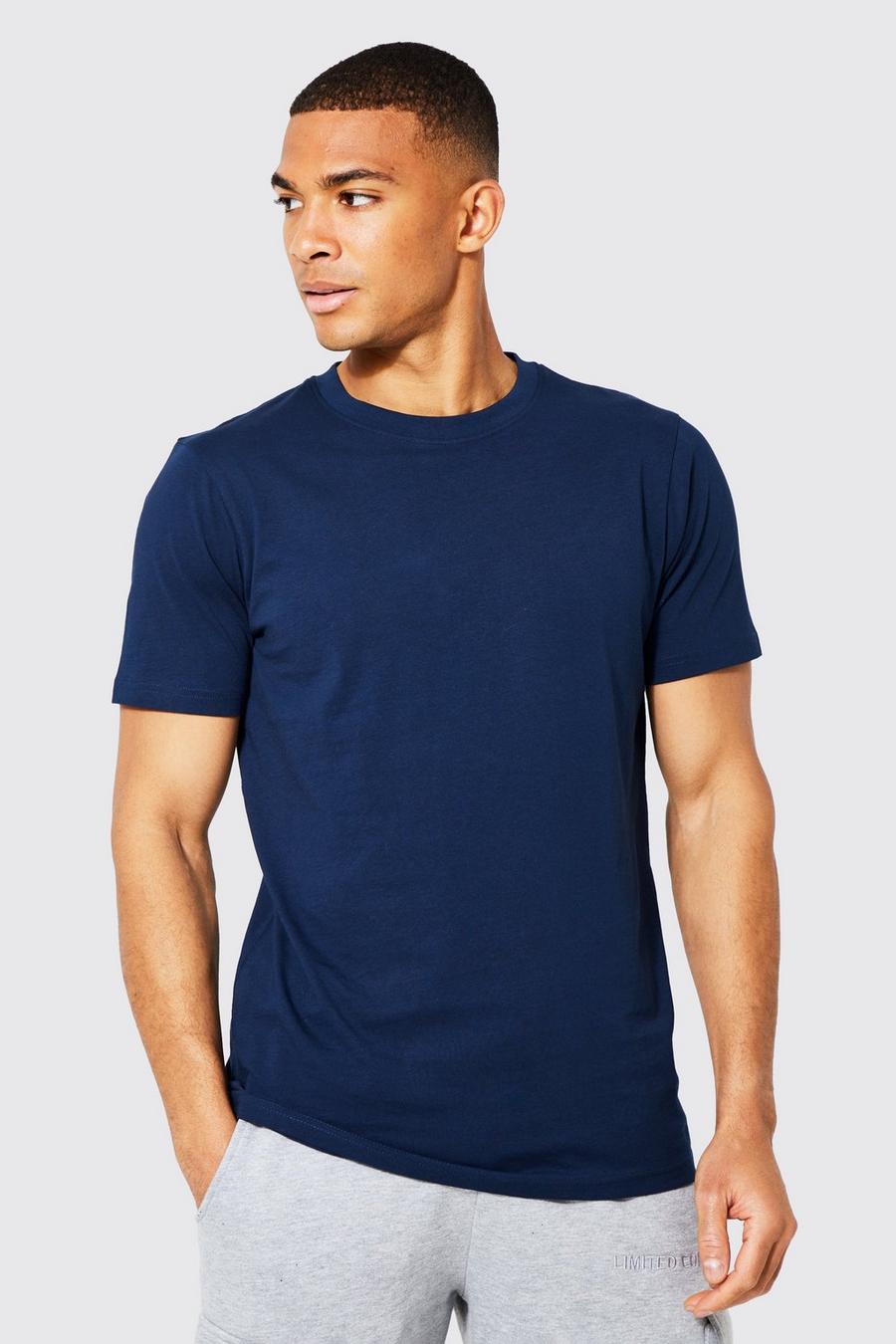 T-shirt a girocollo Basic, Navy