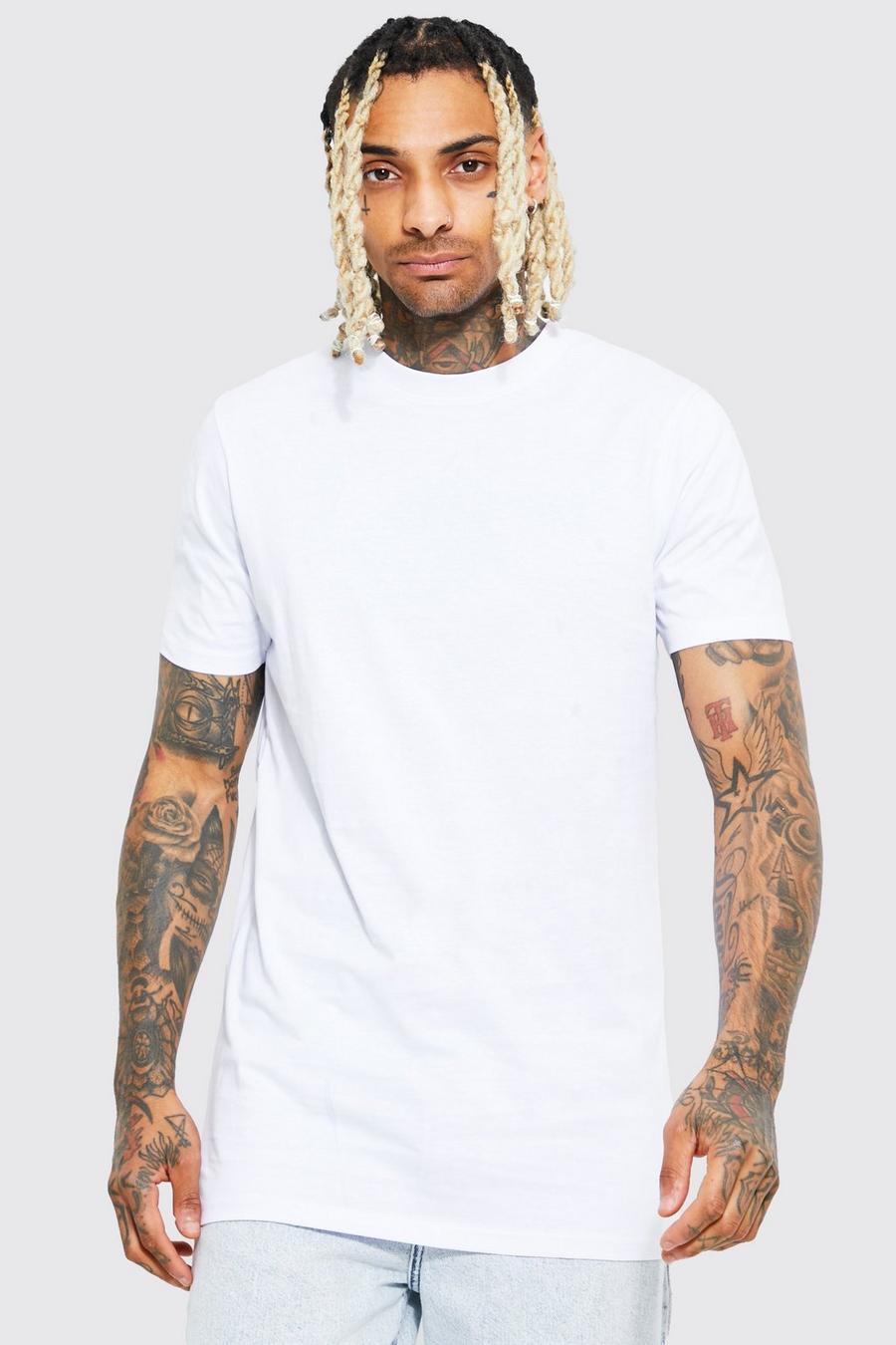 White Lång t-shirt med rund hals image number 1