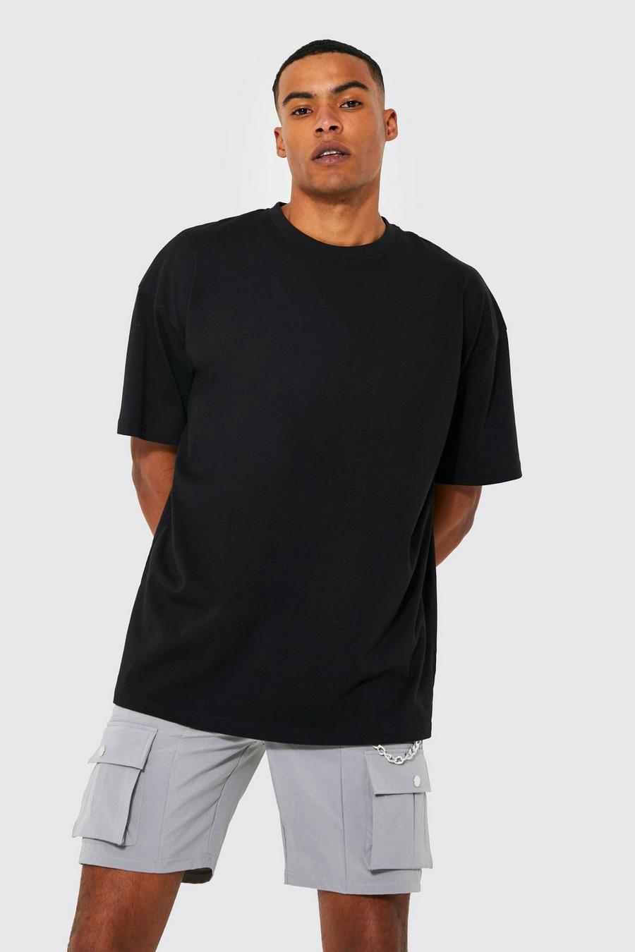 Black noir Oversized T-Shirt Met Ronde Hals