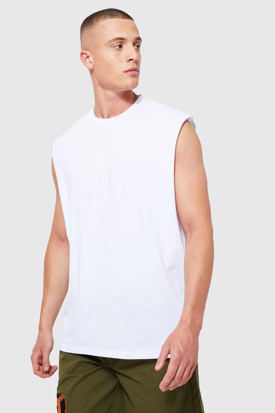 White Oversized Tank Top Met Grote Armgaten image number 1