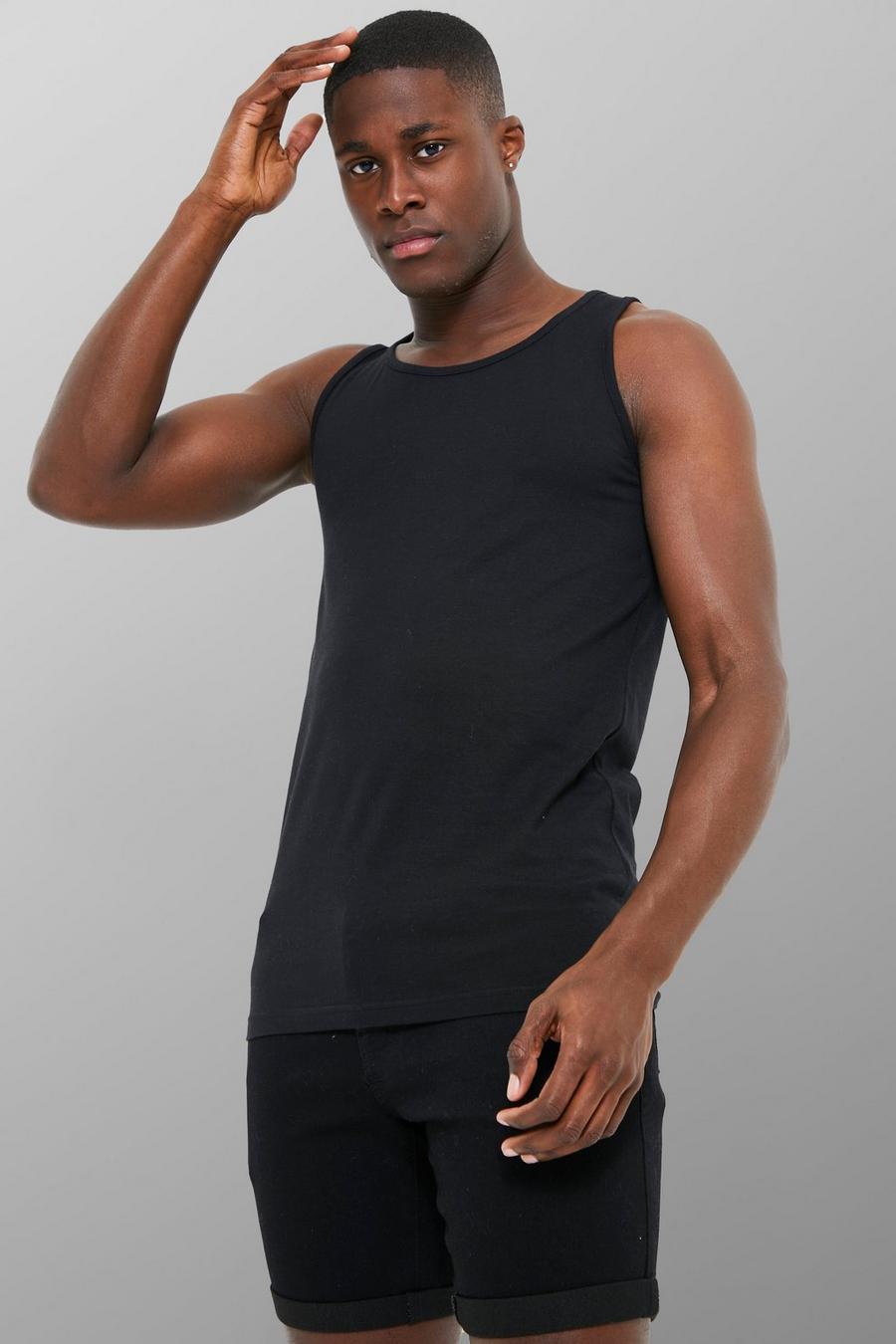 T-shirt sans manches ajusté, Black image number 1