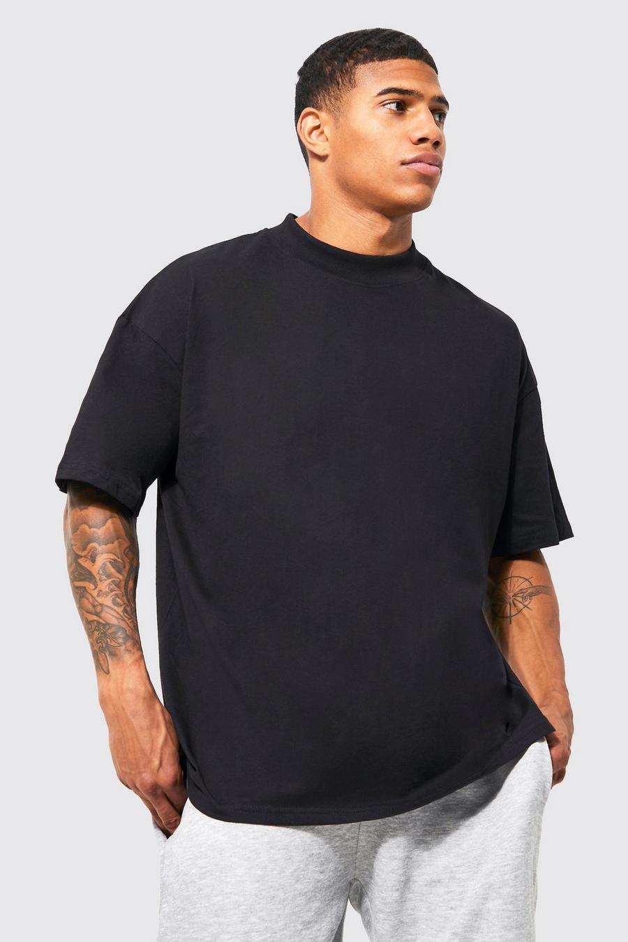Black Oversized Extended Neck T-shirt