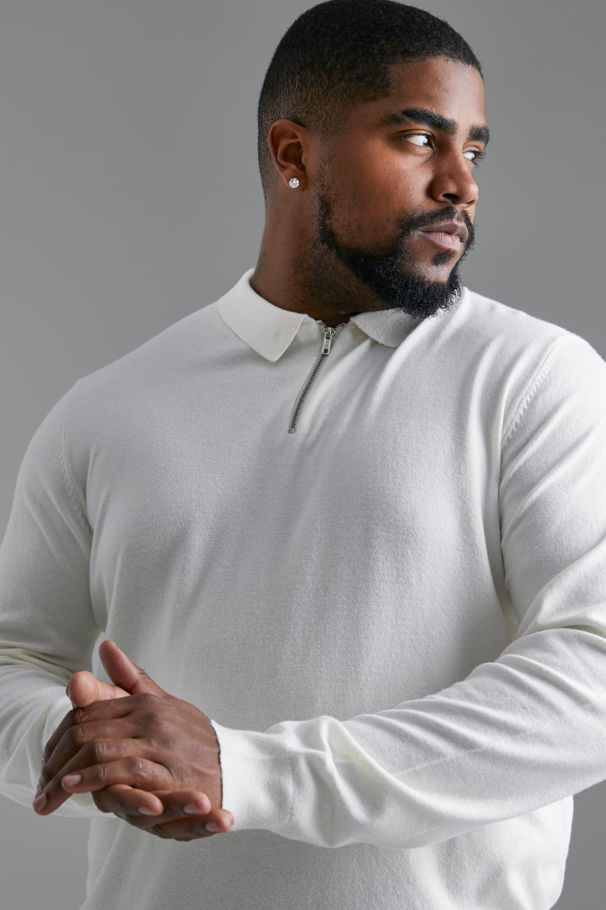 Plus Long Sleeve Half Zip Polo