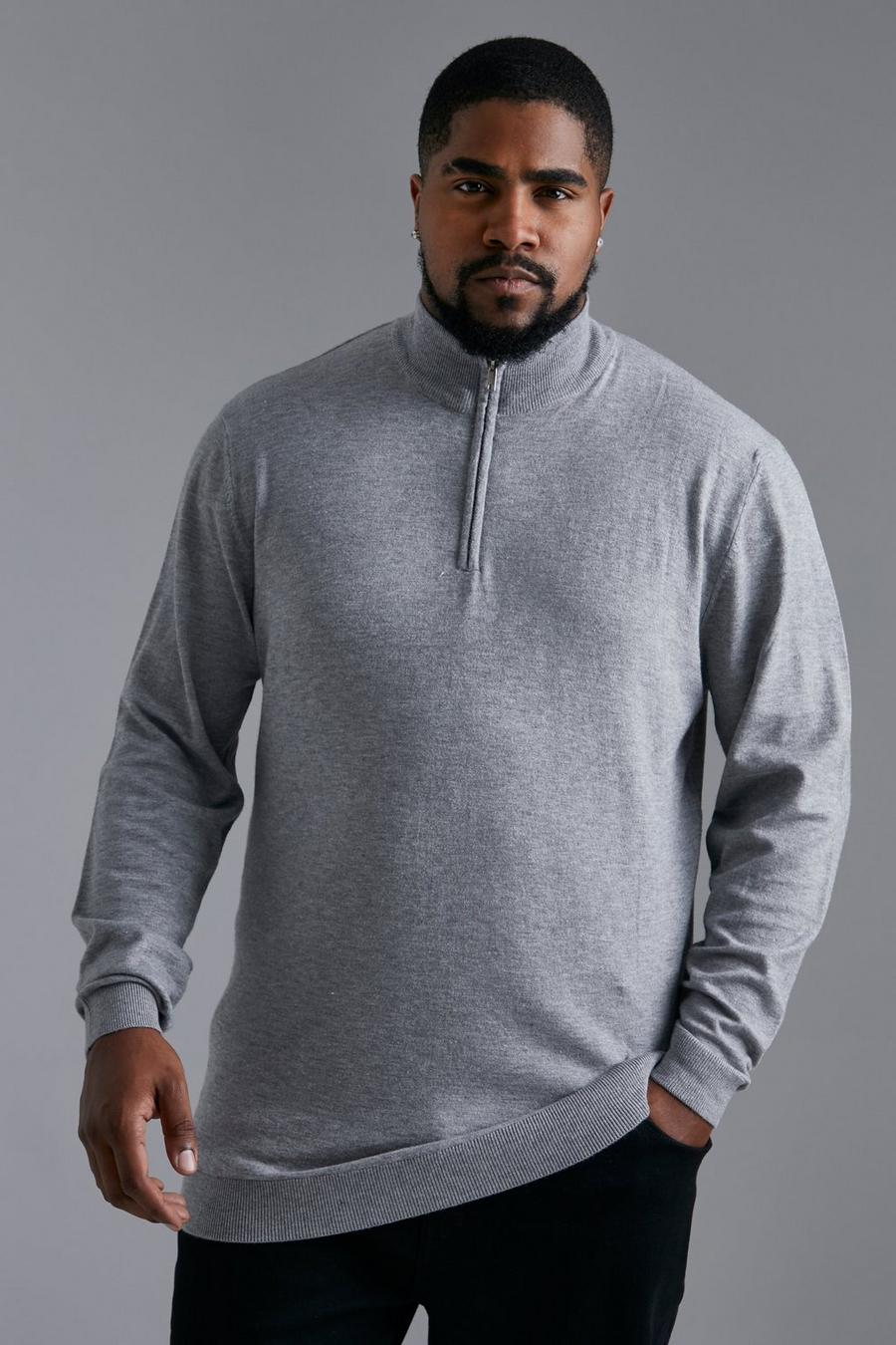 Camicia Plus Size a maniche lunghe a quadri color ecru, Grey marl gris
