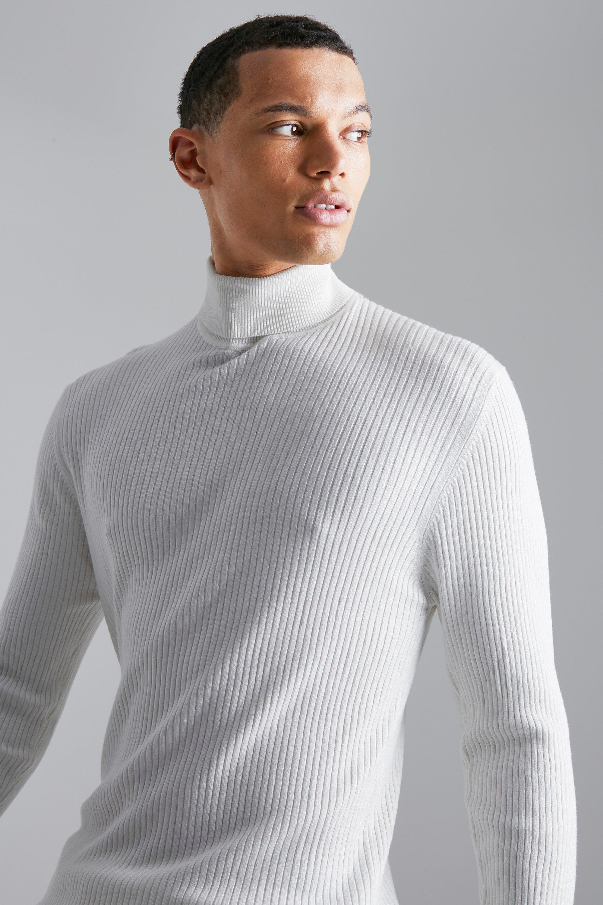 Muscle Roll Neck Ribbed Jumper