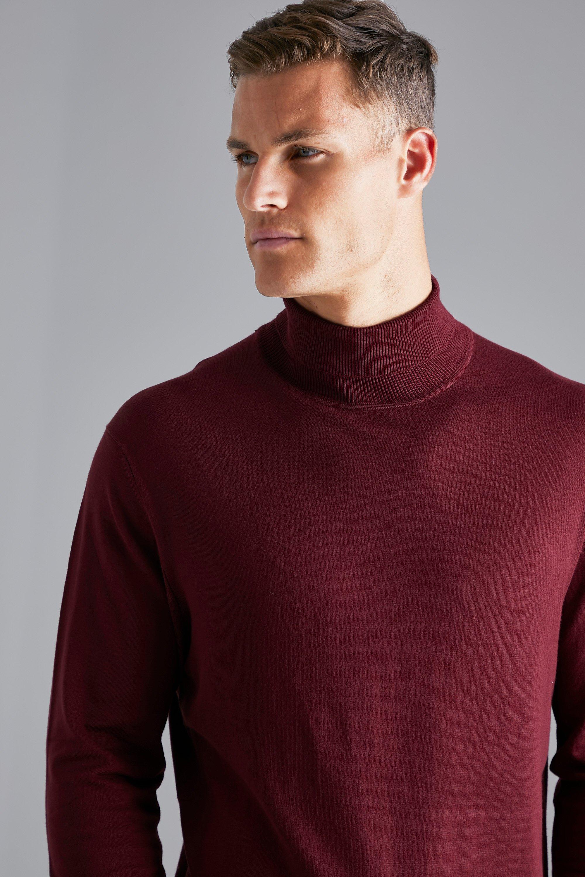 Burgundy roll 2024 neck mens