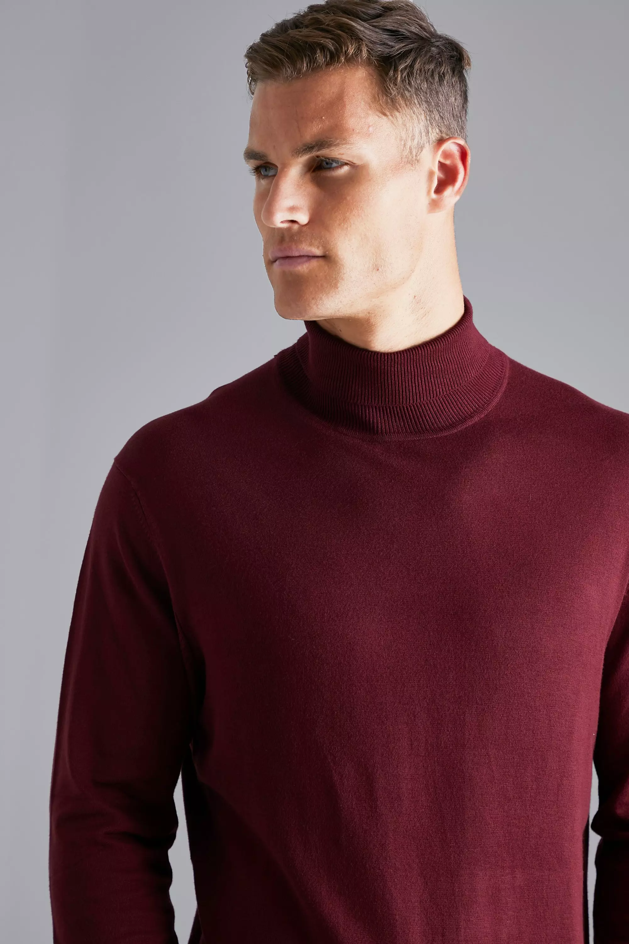 Burgundy roll shop neck jumper