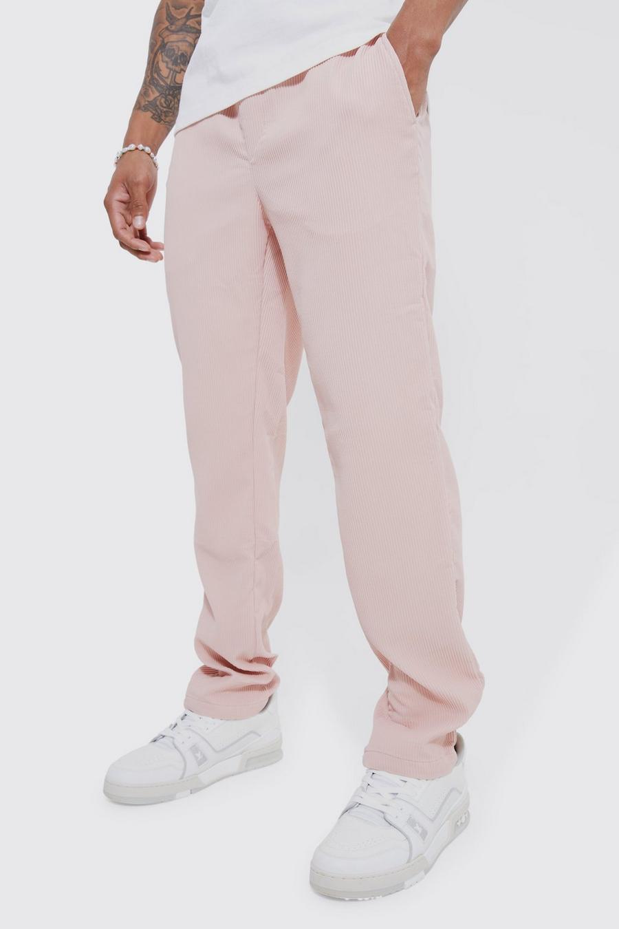 Light pink rosa Slim Fit Pleated Trousers image number 1