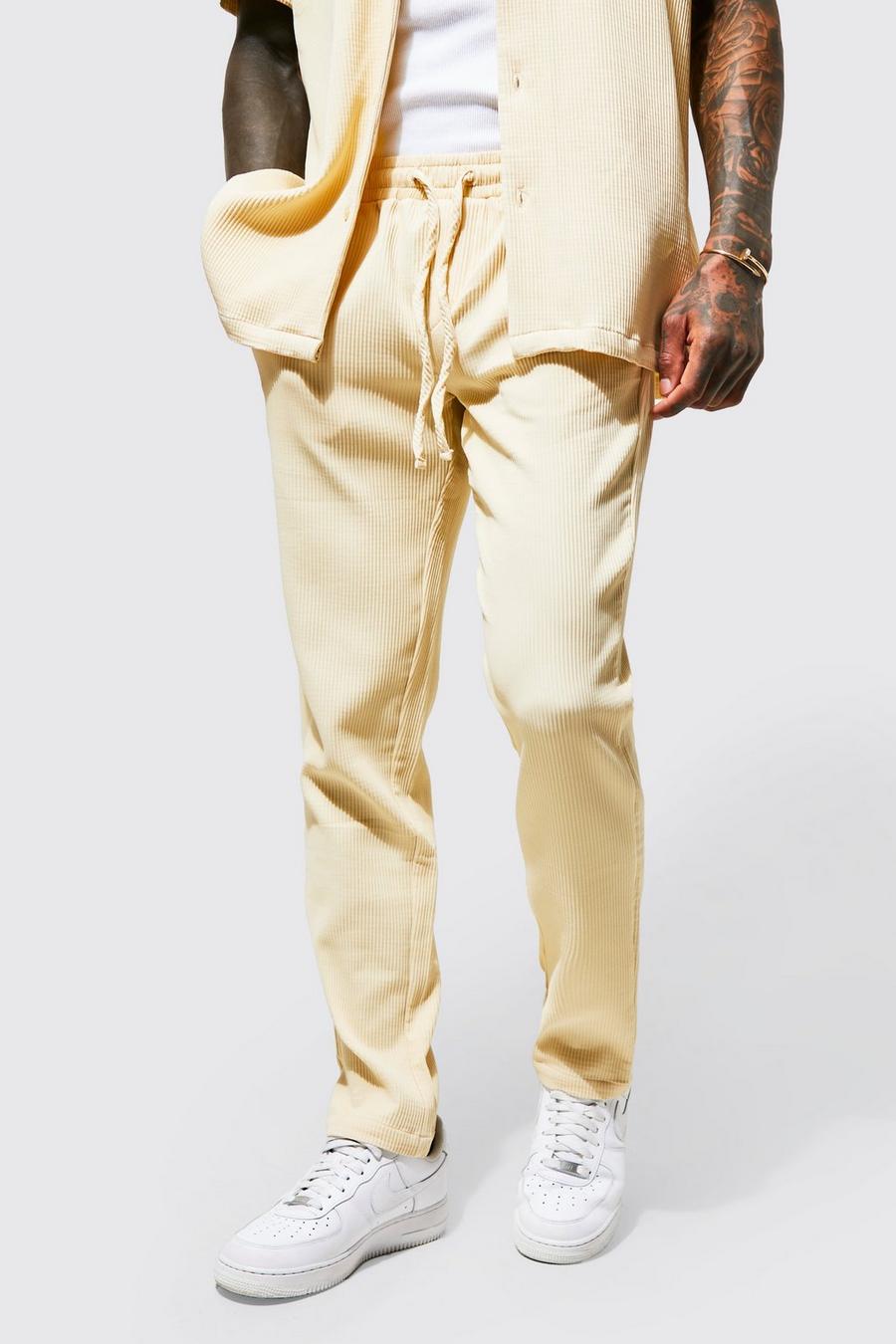 Taupe Slim Fit Pleated Trousers image number 1
