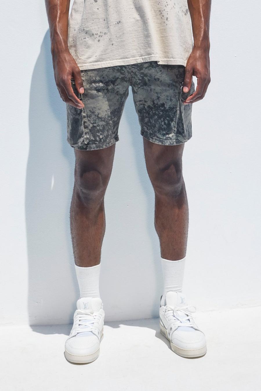 Grey Natural Camo Cargo Shorts image number 1