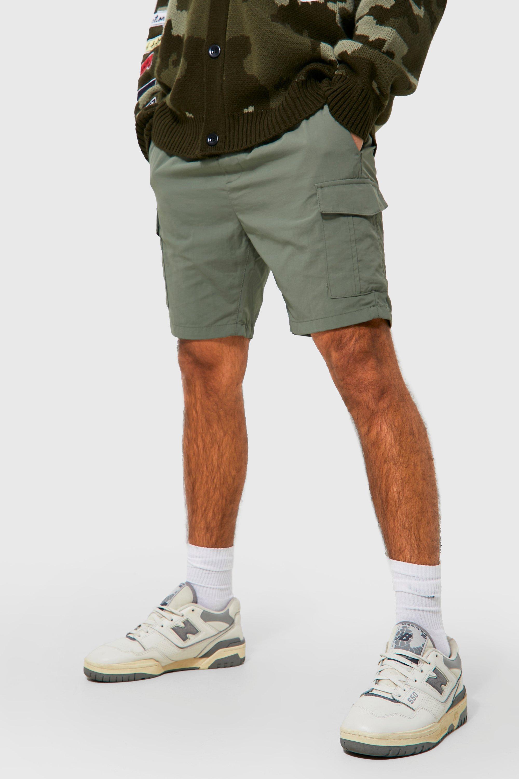 slim cargo shorts mens